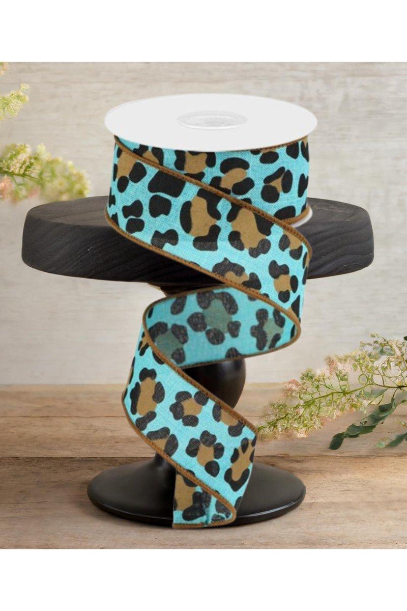 1.5&#x22; Leopard Print Ribbon: Teal (10 Yards)