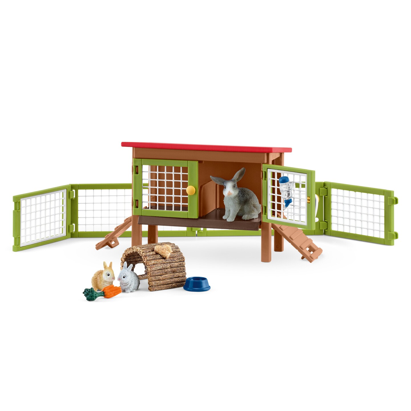 Schleich Farm World: Rabbit Hutch - 8 Piece Playset, Animal Figurines, Bunny Toys, Farming Hutch &#x26; Accessories, Pretend Play, Kids Ages 3+