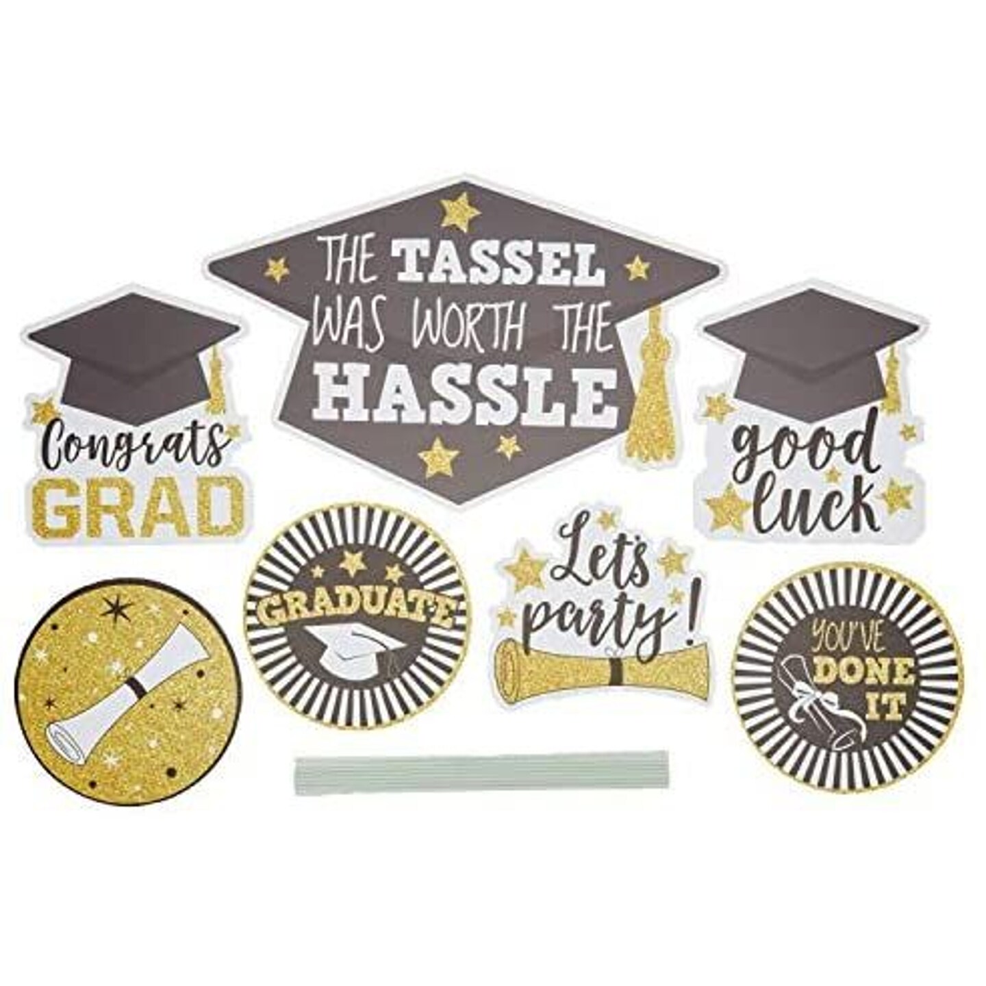 7 Piece Graduation Yard Signs, Outdoor Congratulations Party Decorations Supplies