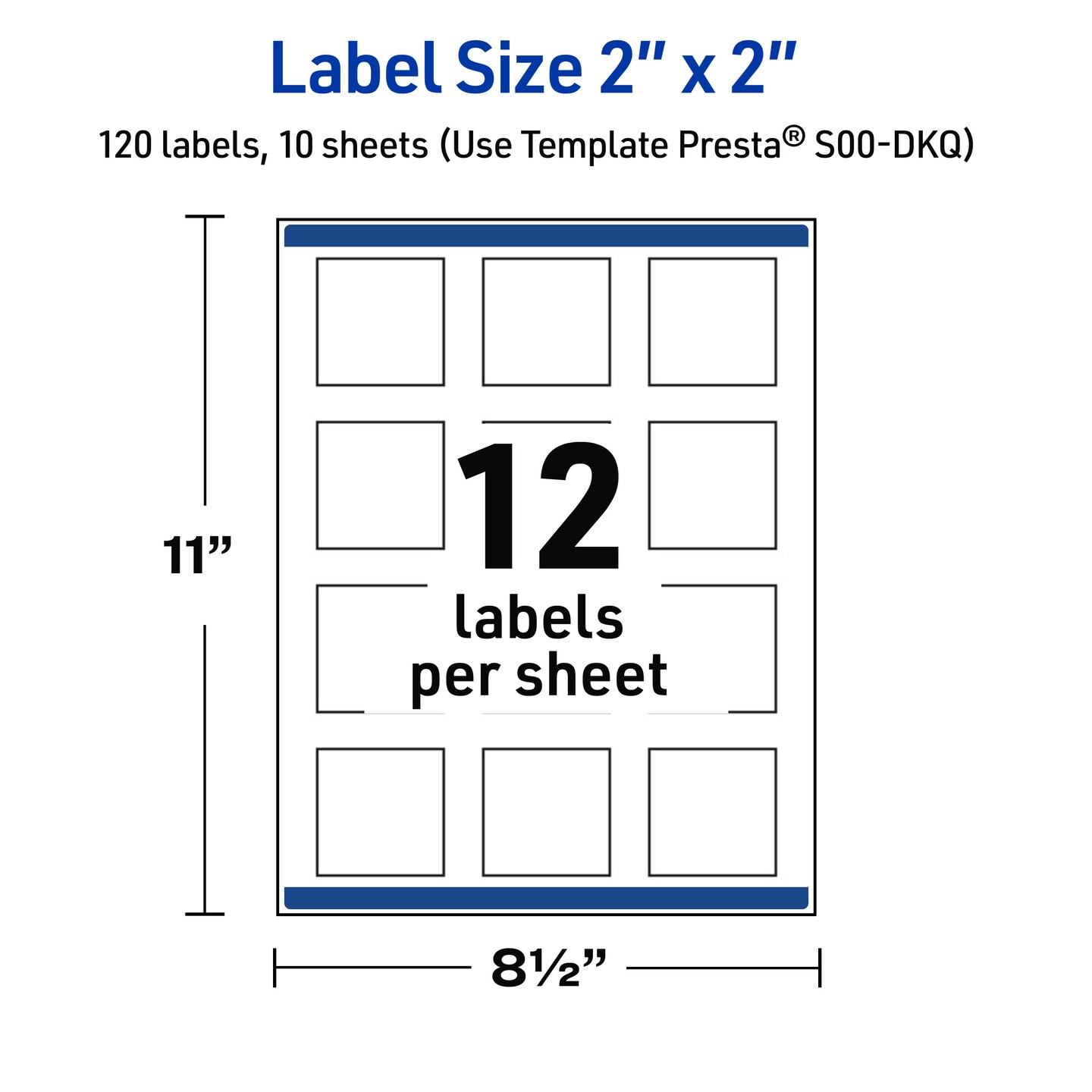 Avery Printable Square Labels, Black and White Polka Dots, 2&#x22; x 2&#x22;, Glossy White Square Labels, Permanent, Laser/Inkjet, 120ct, Great for Product Labels