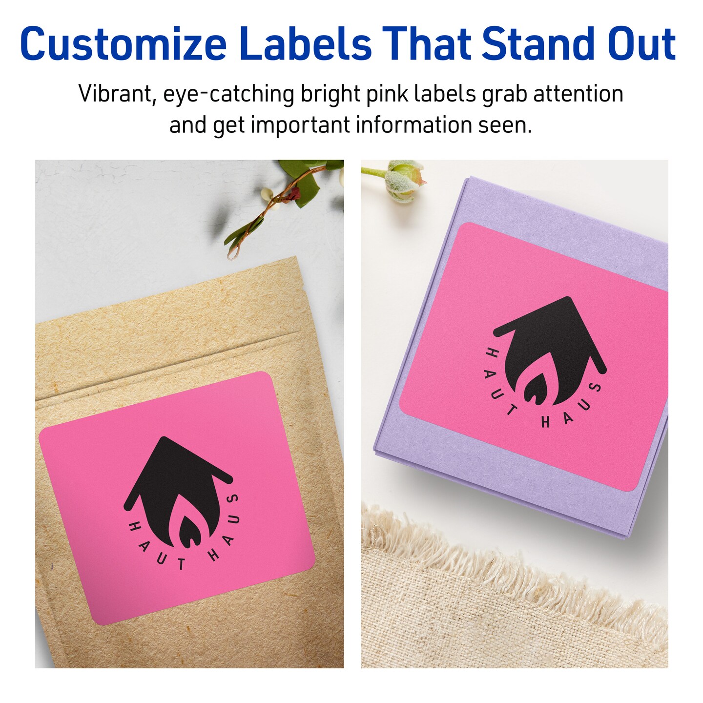 Avery Bright Pink Paper Labels, 4&#x22; x 3&#x22; Rectangle
