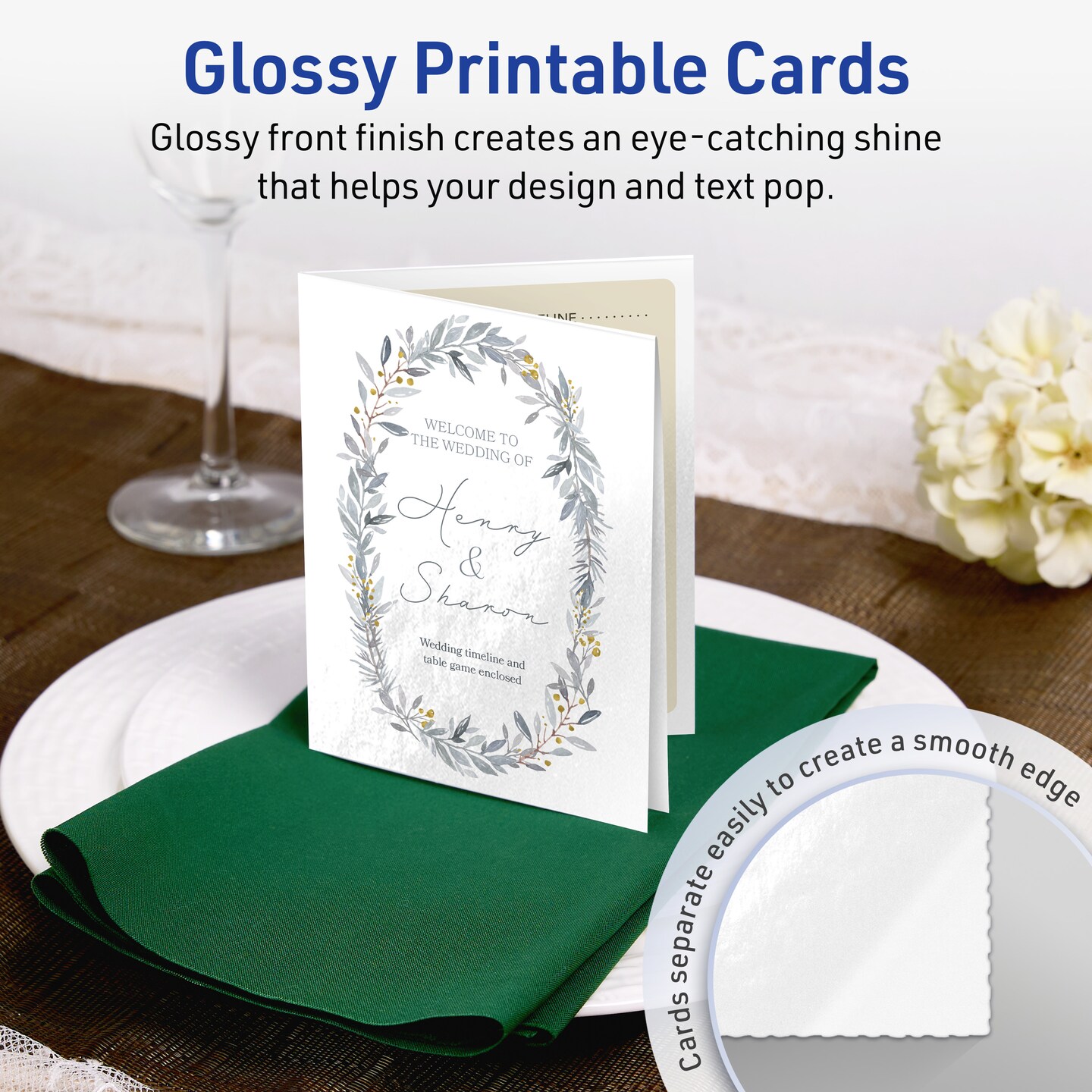 Avery Glossy White Greeting Cards, 4-1/4&#x22; x 5-1/2&#x22; Rectangle Quarter Fold