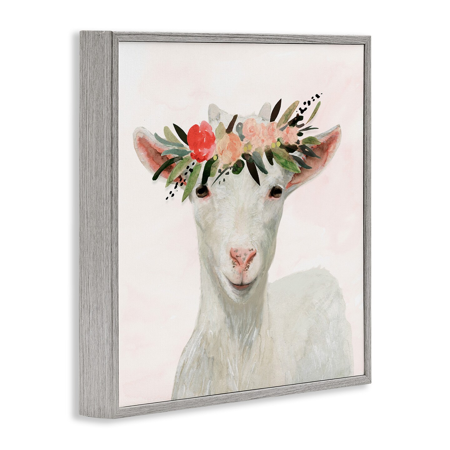 Stupell Industries Springtime Flower Crown Baby Goat Framed Giclee Art