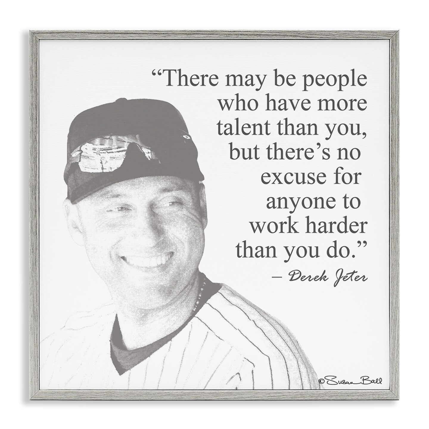 Stupell Industries Work Hard Derek Jeter Quote Framed Giclee Art