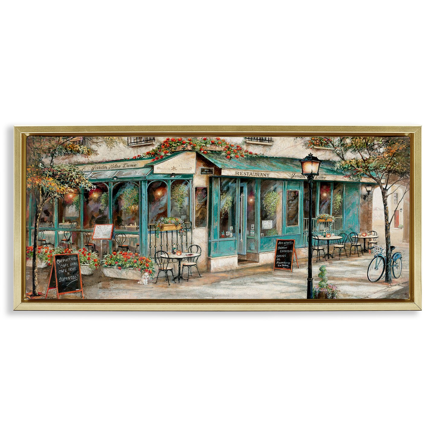 Stupell Industries European City Streets Café Scene Framed Floater Canvas Wall Art