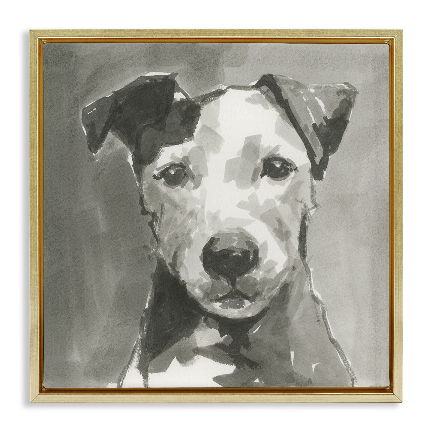 Stupell Industries Muted Dog with Quiet Expression Framed Floater Canvas Wall Art