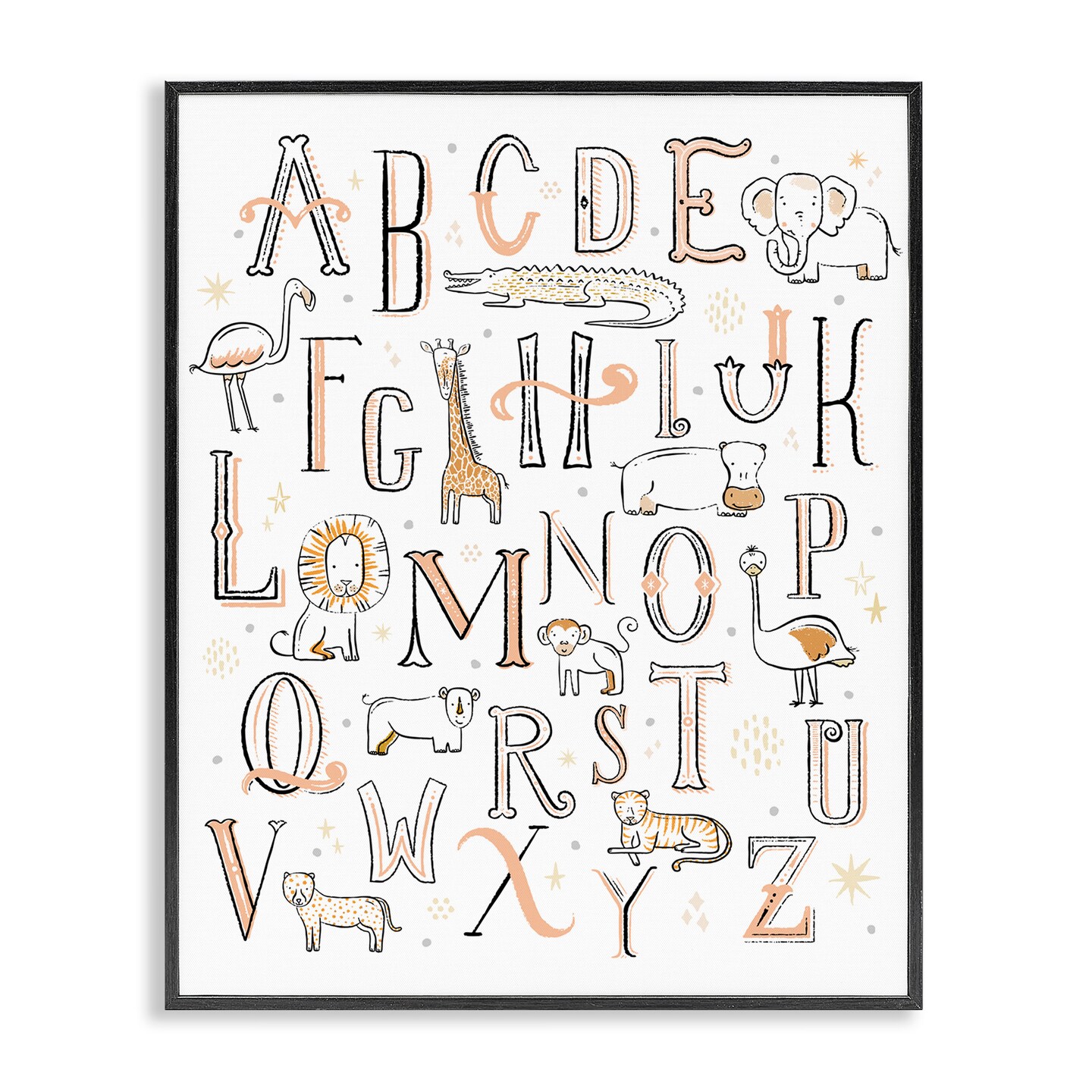 Stupell Industries Nursery Animal Alphabet Chart Framed Giclee Art ...
