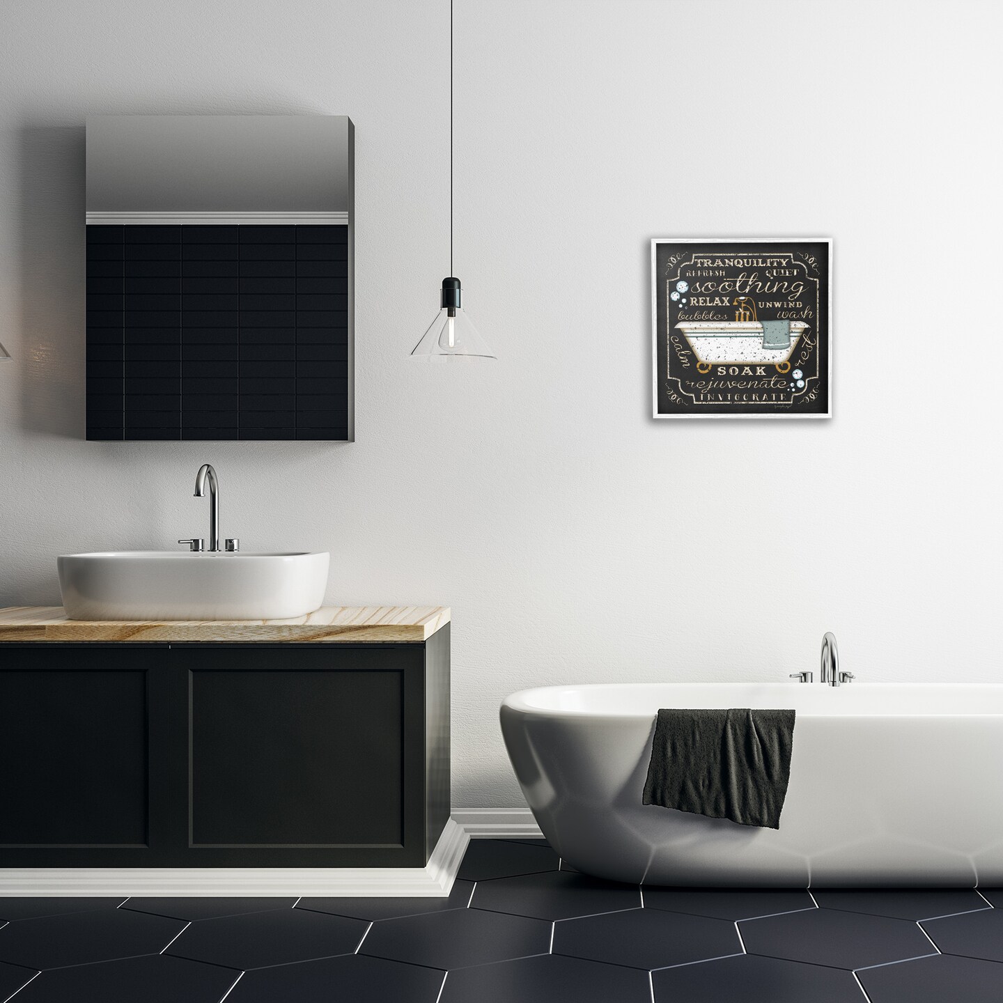 Stupell Industries Country Bathtub with Various Phrases Framed Giclee Art