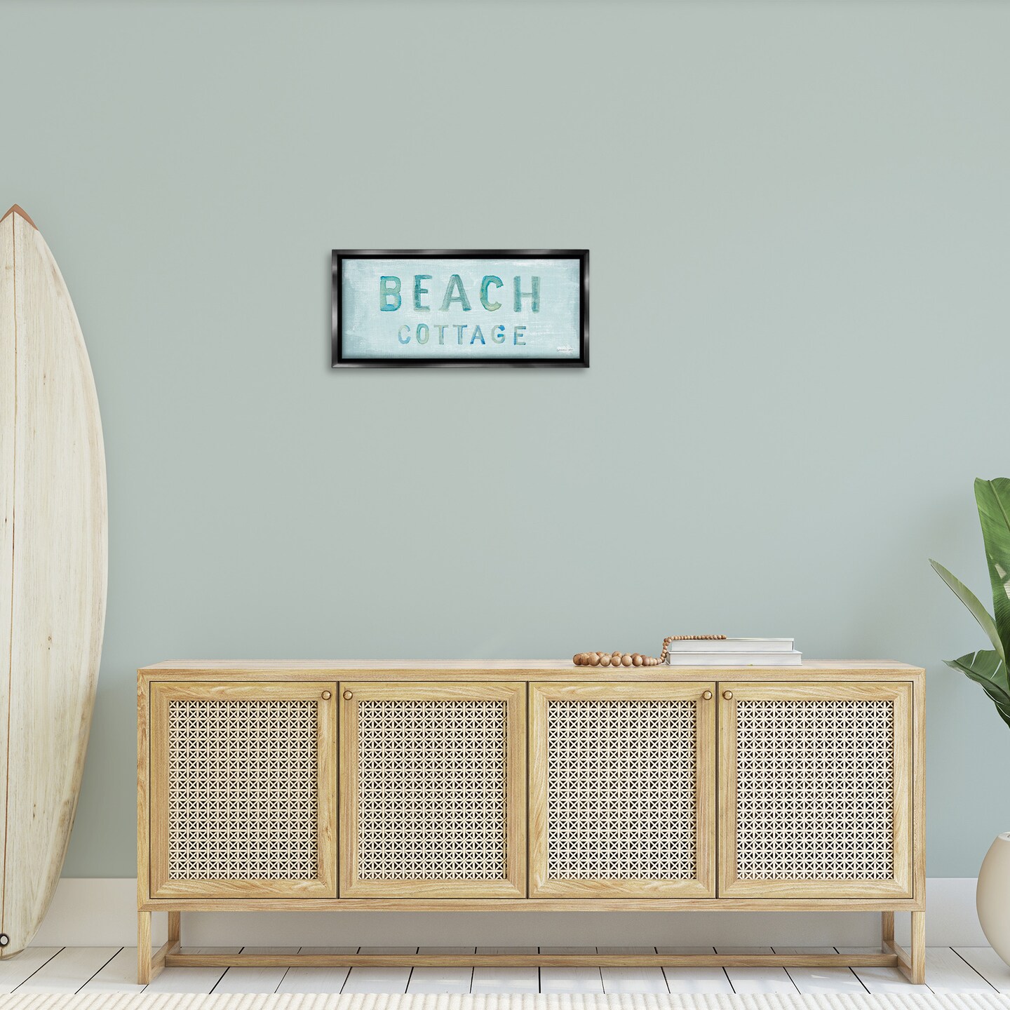 Stupell Industries Rustic Beach Cottage Watercolor Framed Floater Canvas Wall Art