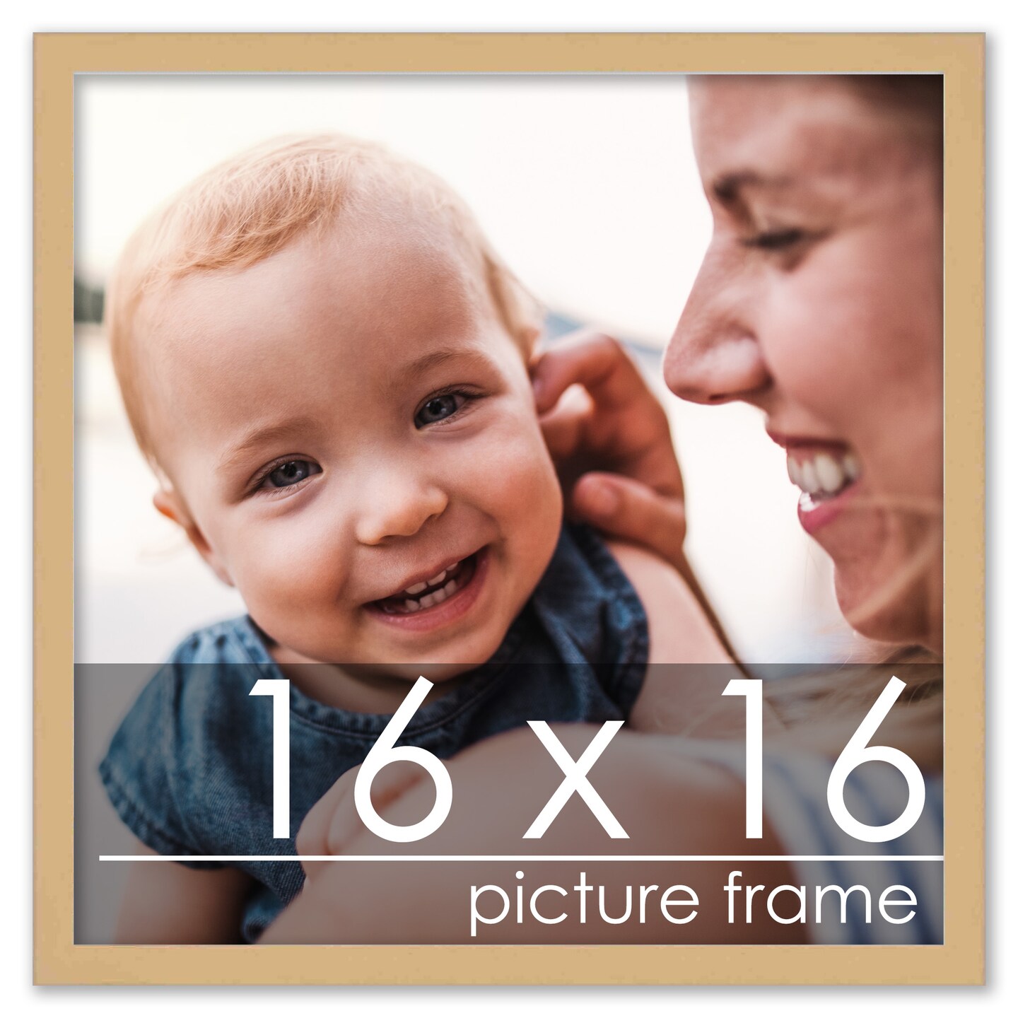 16x16 Solid Wood Picture Frame with UV-Resistant Acrylic &#x26; Acid-Free Backing, Available in 6 Finishes: Matte Black, Matte White, Metallic Bronze, Silver, Natural Wood Grain &#x26; Mahogany