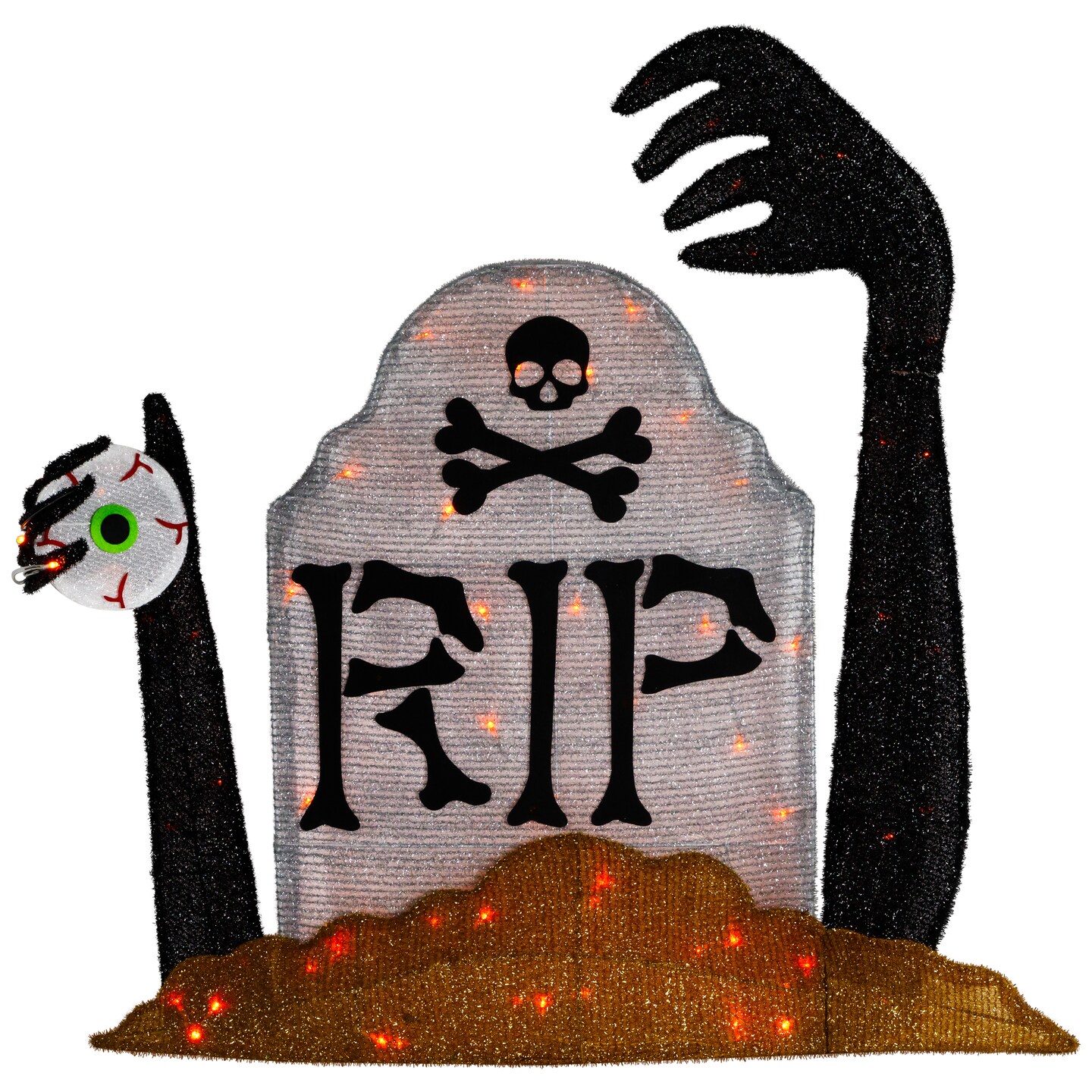 Northlight Lighted Tombstone Halloween Decoration - 31.5" - Black and Gray - Orange LED Lights