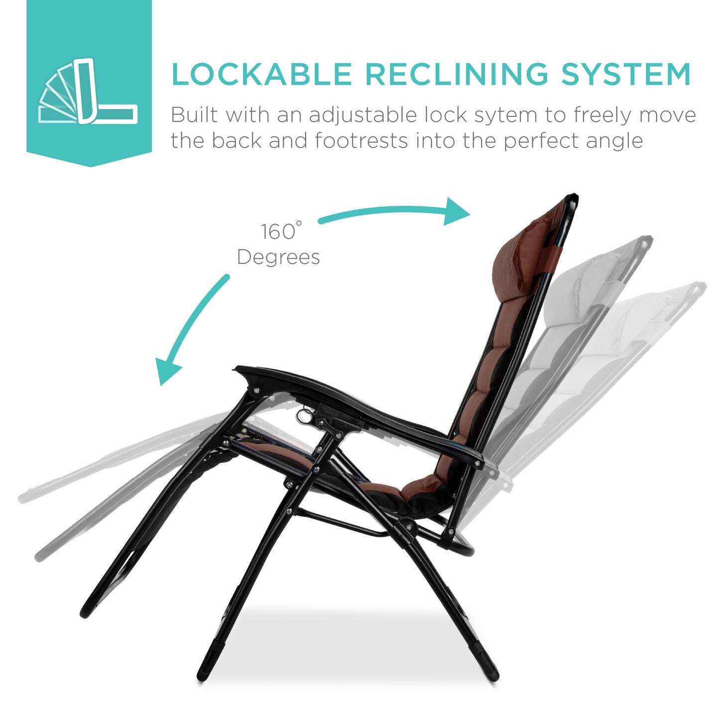 Best Choice Products Oversized Padded Zero Gravity Chair, Folding Outdoor Patio Recliner w/ Side Tray