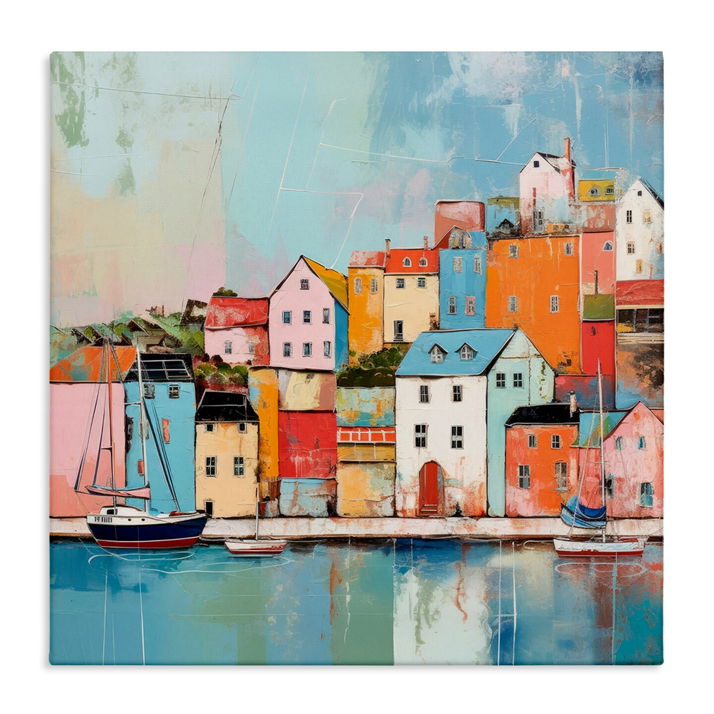 Stupell Industries Seaside Neighborhood Painting Canvas Wall Art