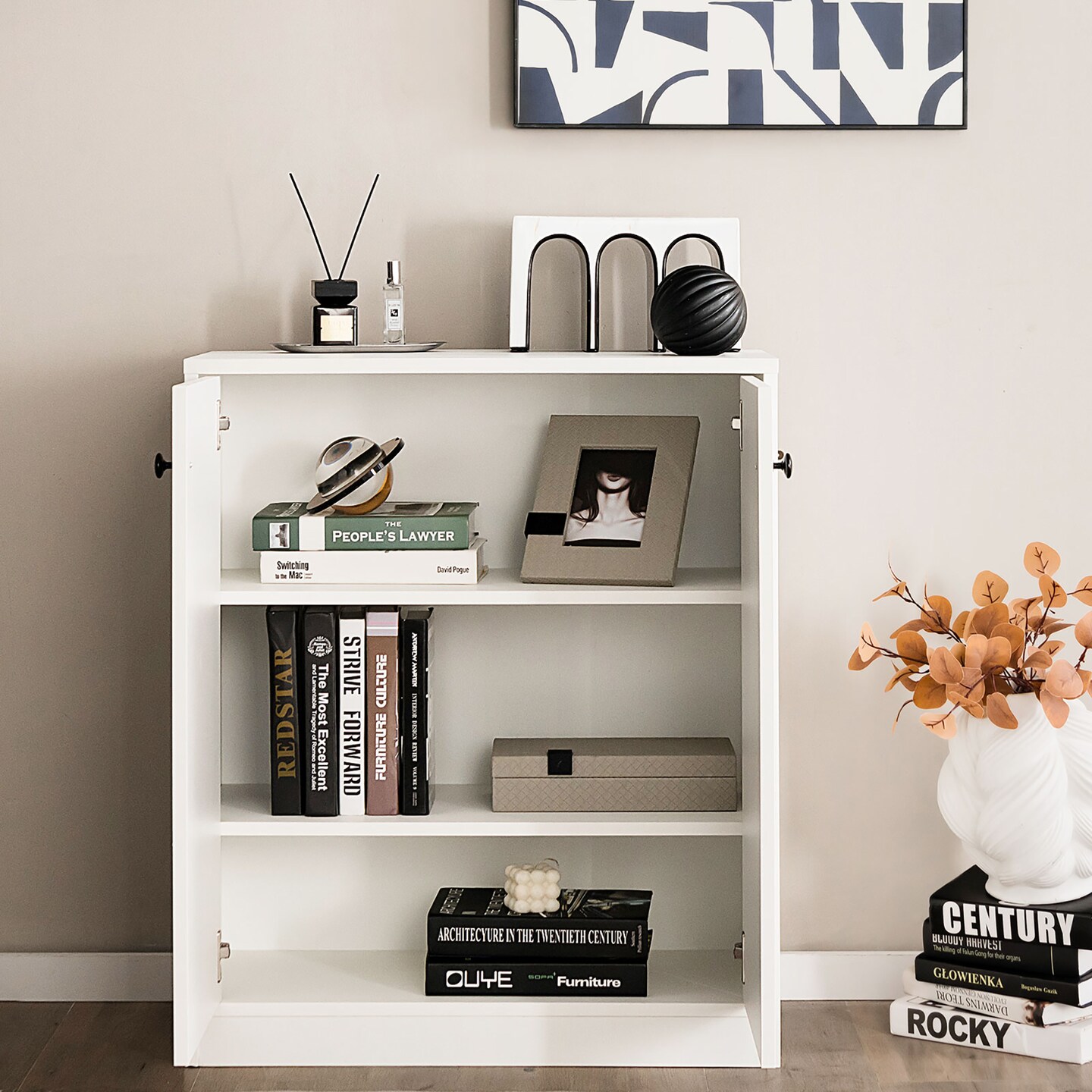 Costway 2-Door Storage Cabinet Buffet Cabinet with  3 Shelves Sideboard for Kitchen Hallway