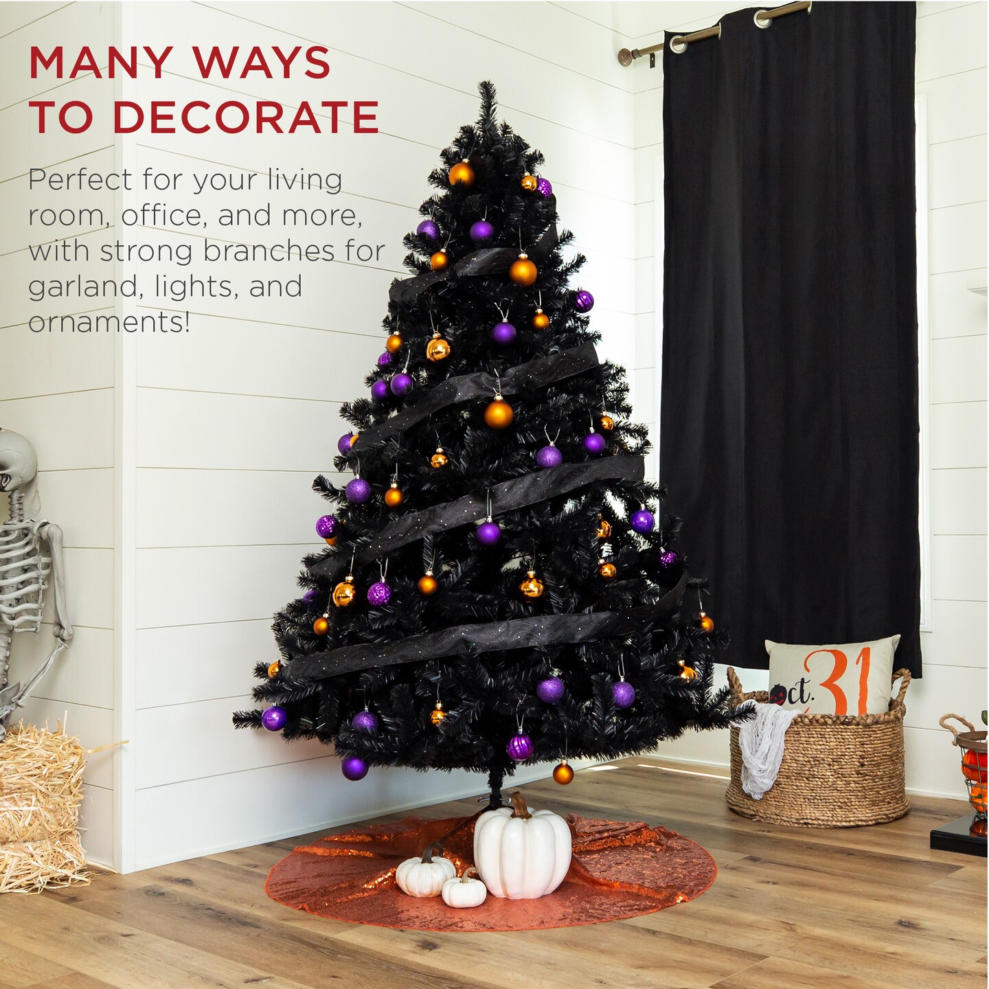 Best Choice Products Artificial Full Black Christmas Tree Holiday Decoration