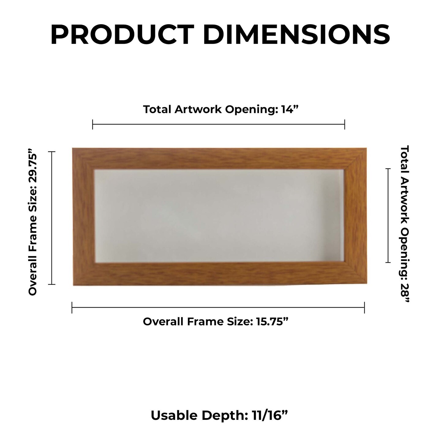 Warm Honey Brown Wood Shadow Box Frame with Acrylic Front - White Suede Backing, 30 Sizes
