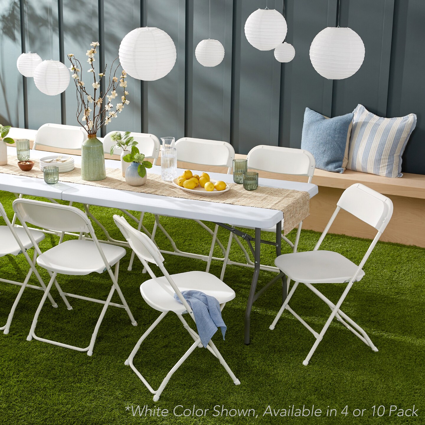 Best Choice Products Set of 10 Folding Stacking Plastic Chairs w/ Non-Slip Feet, 350lb Capacity