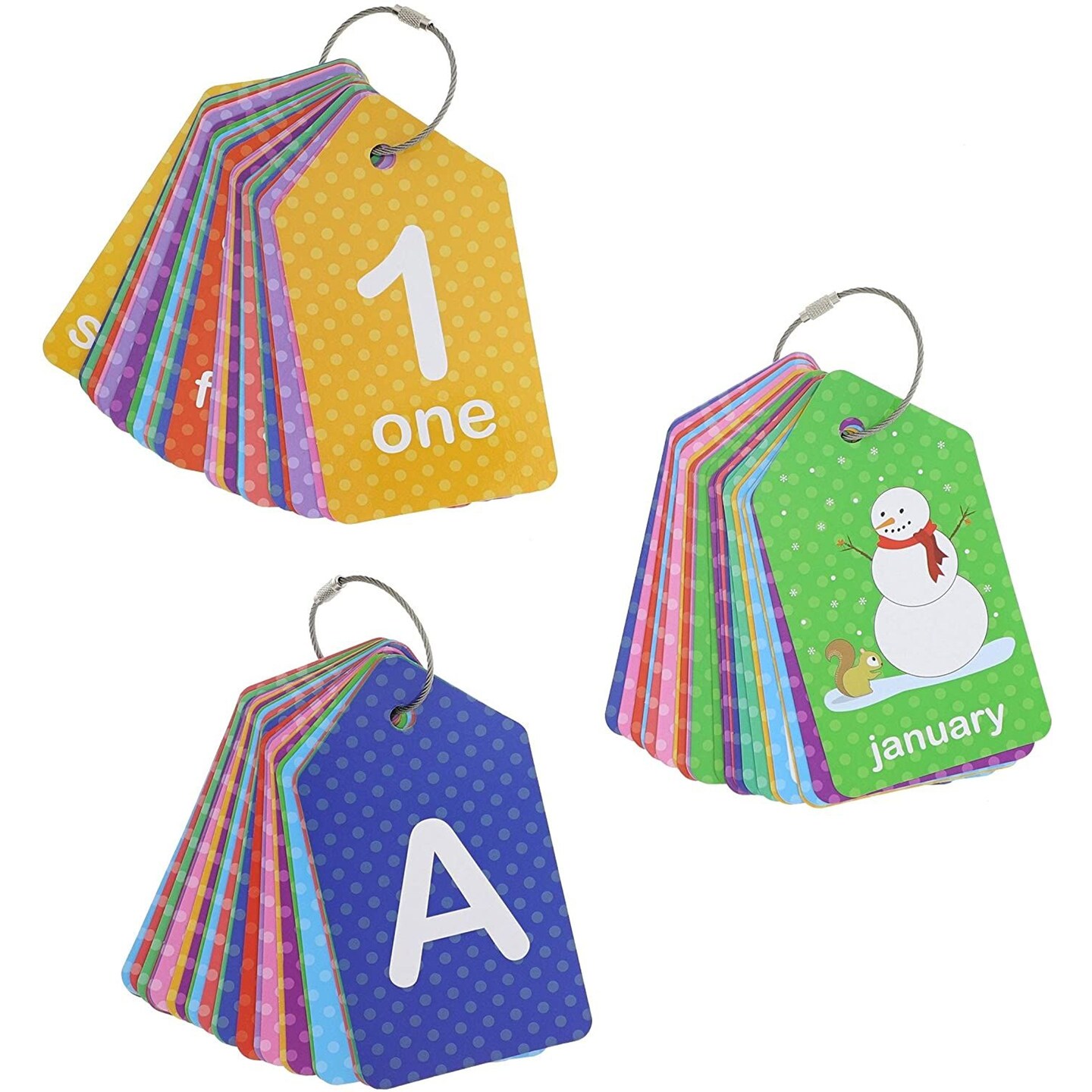 Laminated Number Flash Cards - Ring-Bound Alphabet & Number Set - Portable Toddler Flash Cards - Interactive Preschool Learning Activities - Multicolor, 3-Pack, 78 Count