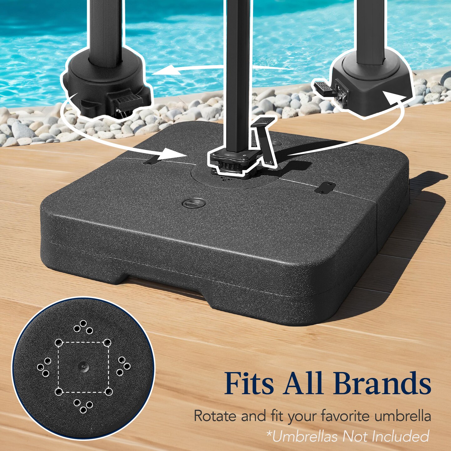 Best Choice Products 330lb Capacity Fillable Heavy-Duty Outdoor Cantilever Umbrella Base w/ Easy-Fill Spouts