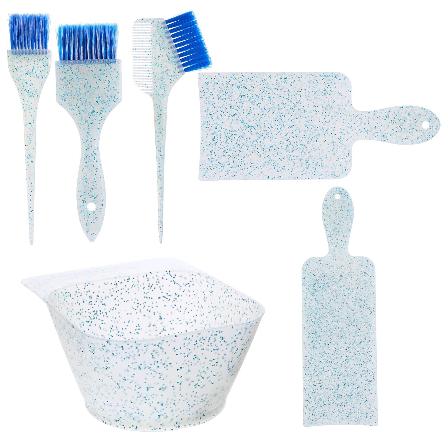 6-Piece Hair Coloring Kit with Brush, Mixing Bowl, and 2 Foiling Boards for Hair Dyeing and Highlighting, Hair Coloring, Tinting, and Bleaching Kit for Women and Girls (Blue)