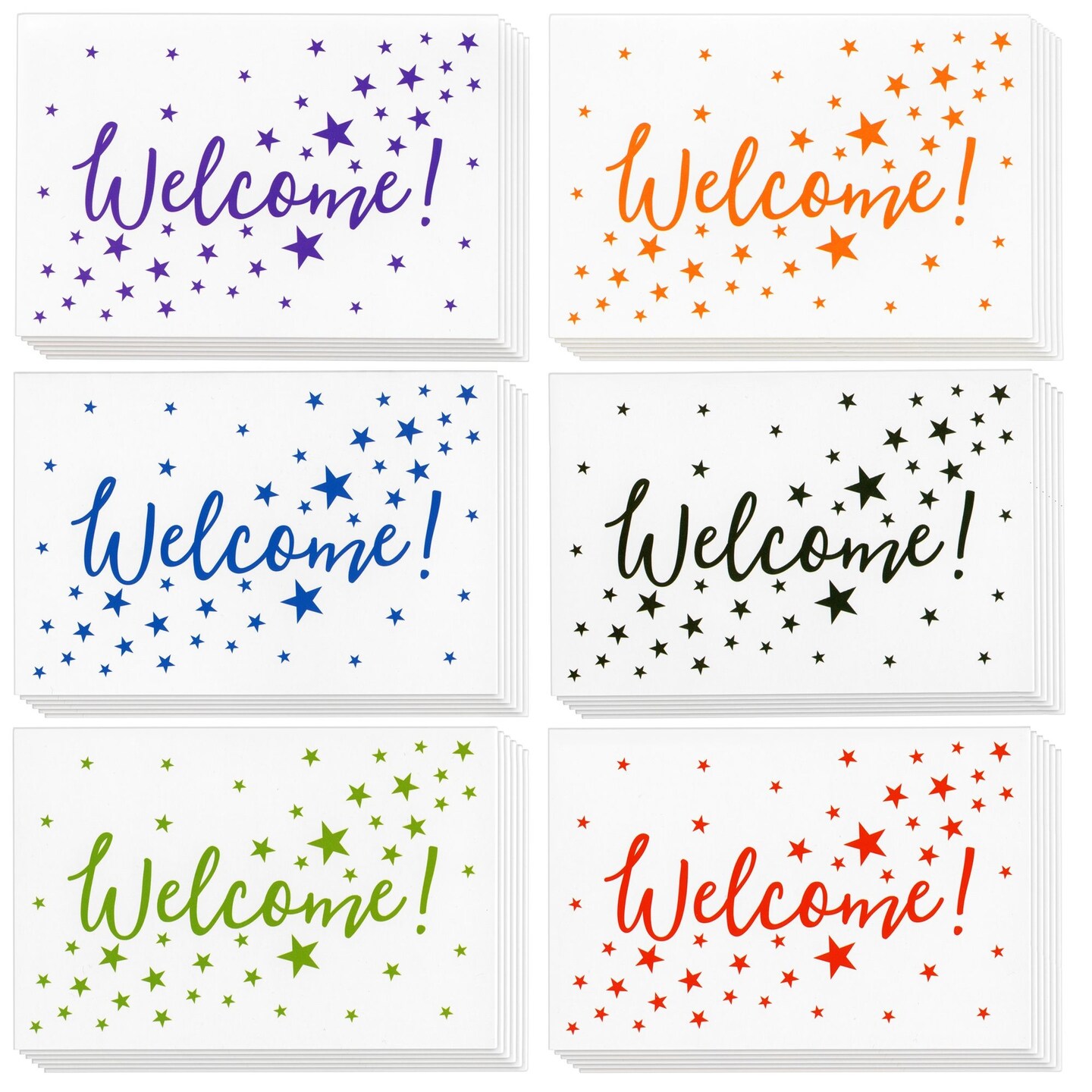 36 Pack Bulk Welcome Cards with Envelopes for Guests, Employees, Business, Star Pattern Design, Blank Interior (4x6 In)