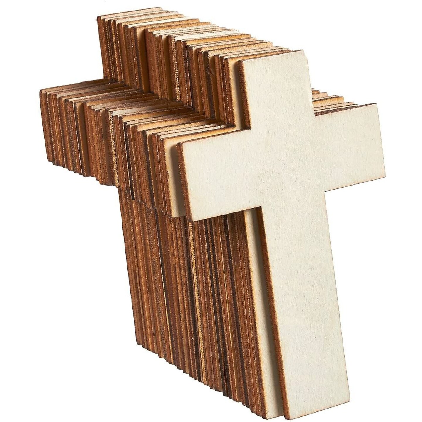 Unfinished Wood Cutout - 25-Pack Cross Shaped Wood Pieces for Wooden Craft DIY Projects, Sunday School, Church, Home Decoration, 2.7 x 4.2 inches