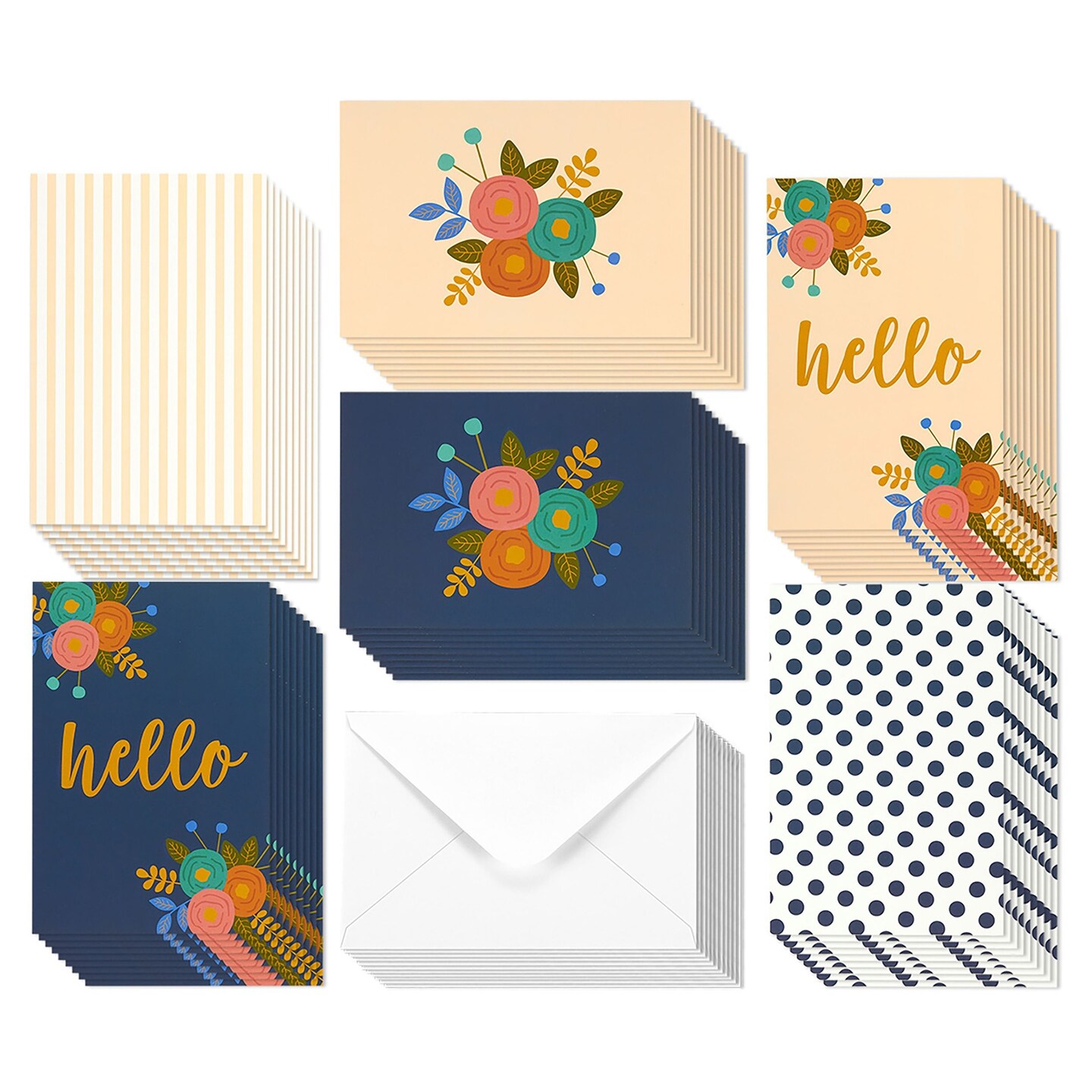 48 Pack Blank Cards and Envelopes Stationary Set - Ideal for Everyday Greeting and Thinking of You Cards - 4 Blank Design w/ Two Hello (4x6 Inches)