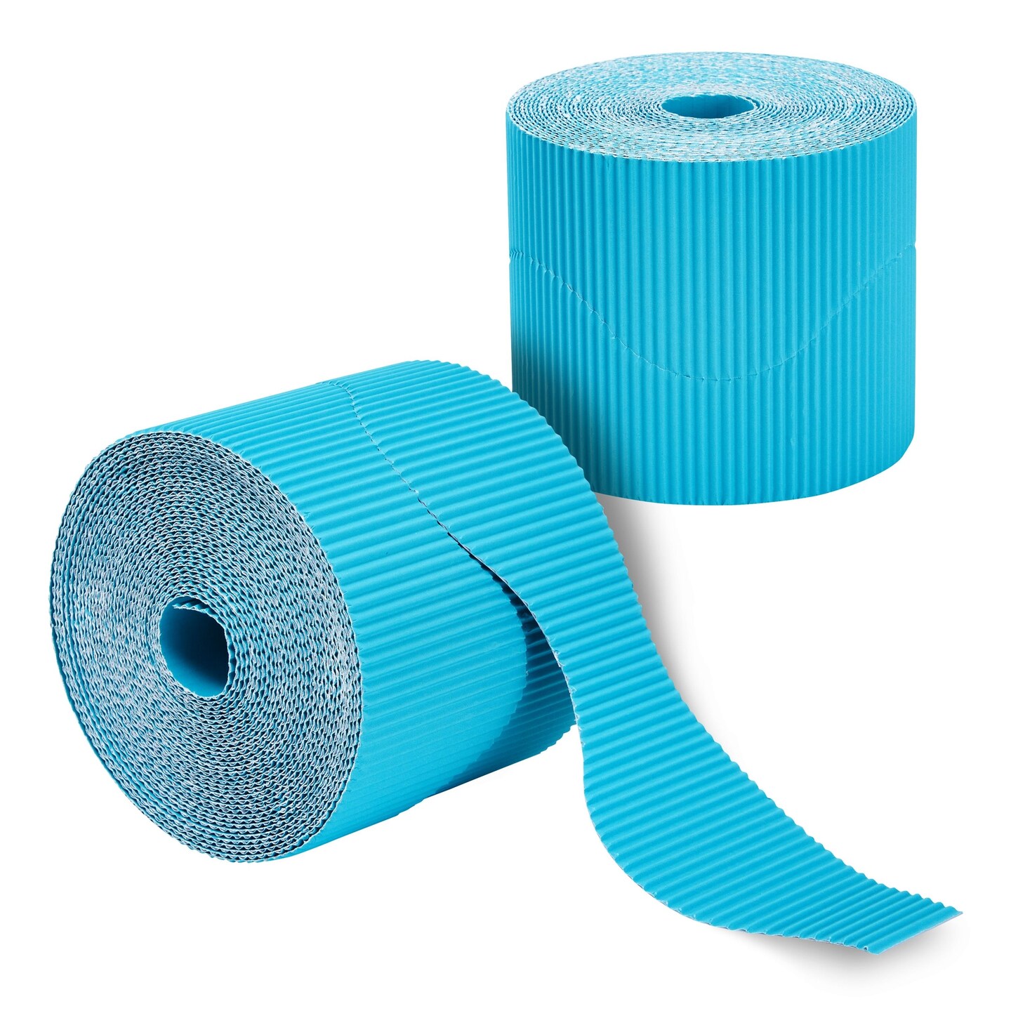 Scalloped Blue Bulletin Board Borders for Teachers Supplies, Classroom Cork Board Decorations (2 In x 50 Ft, 2 Rolls)
