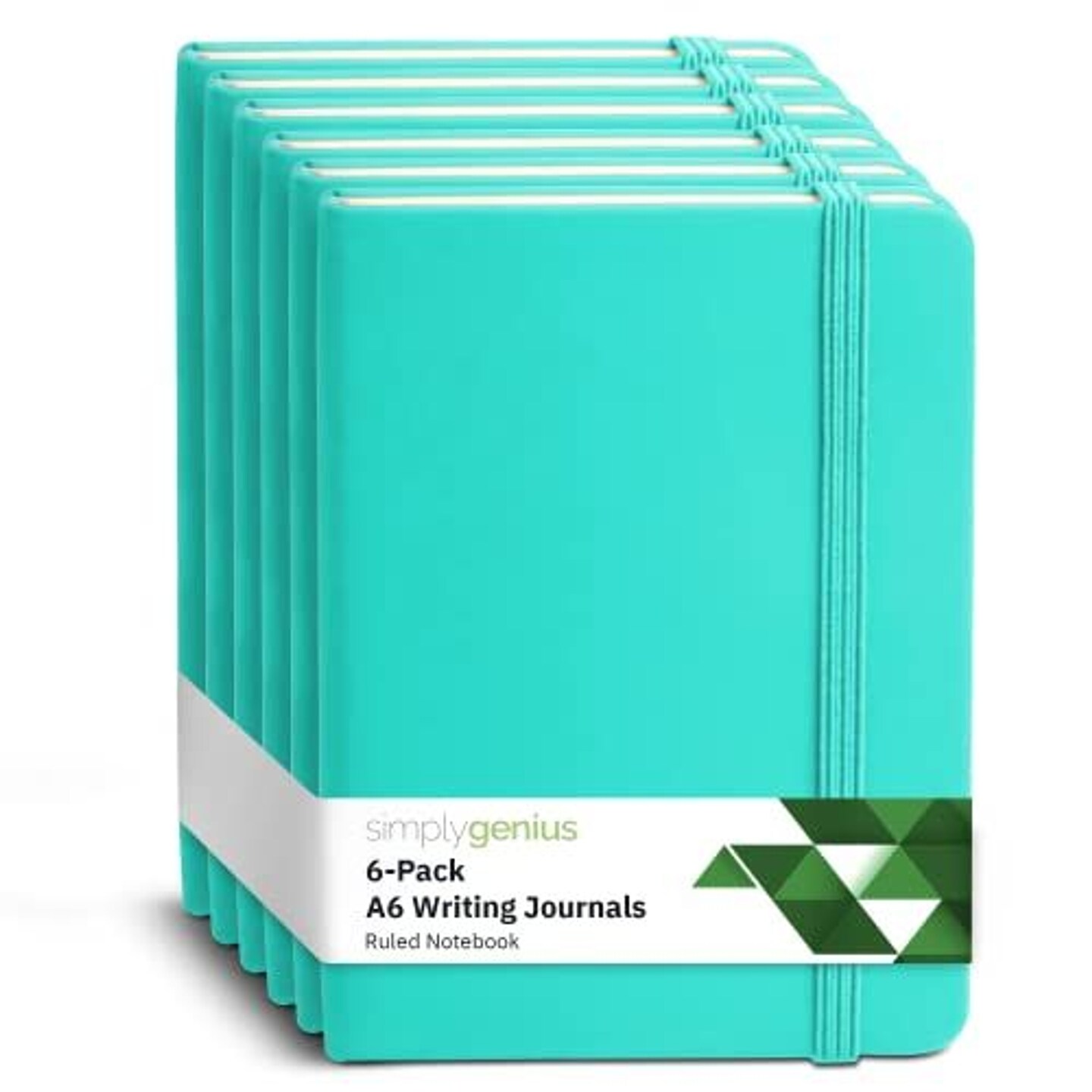 Simply Genius A6 Pocket Size Mini Notebooks with Hardcover - Ruled Small Journal Set for School, Home &#x26; Office - 124 pages (3.7&#x22; x 5.7&#x22;) with Inner Pocket (Turquoise, 6 Pack)