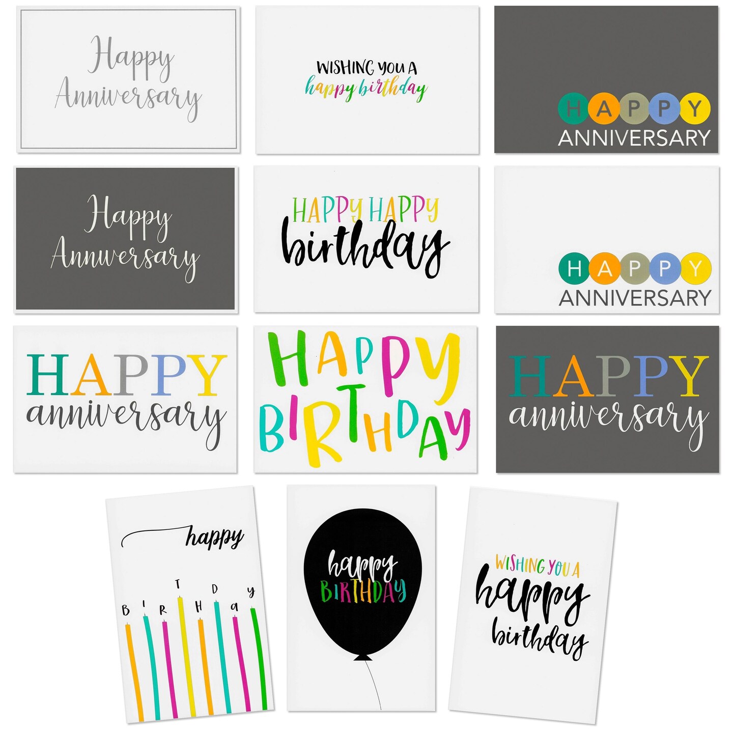 120 Pack Assorted Birthday and Anniversary Cards with Envelopes Bulk for Work, Wedding, Employees Appreciation, Business (12 Designs, 4x6 In)