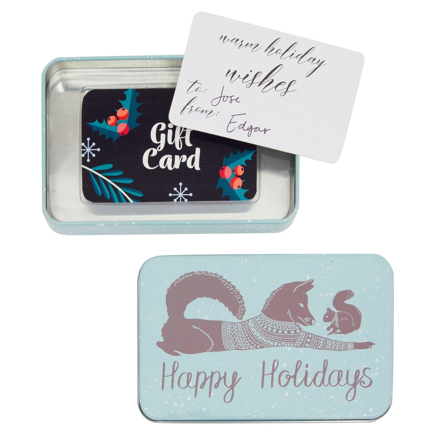 6 Pack Tin Christmas Gift Card Boxes With Lids for Stocking Stuffers, 6 Winter Animals Designs (5 x 3.25 In)