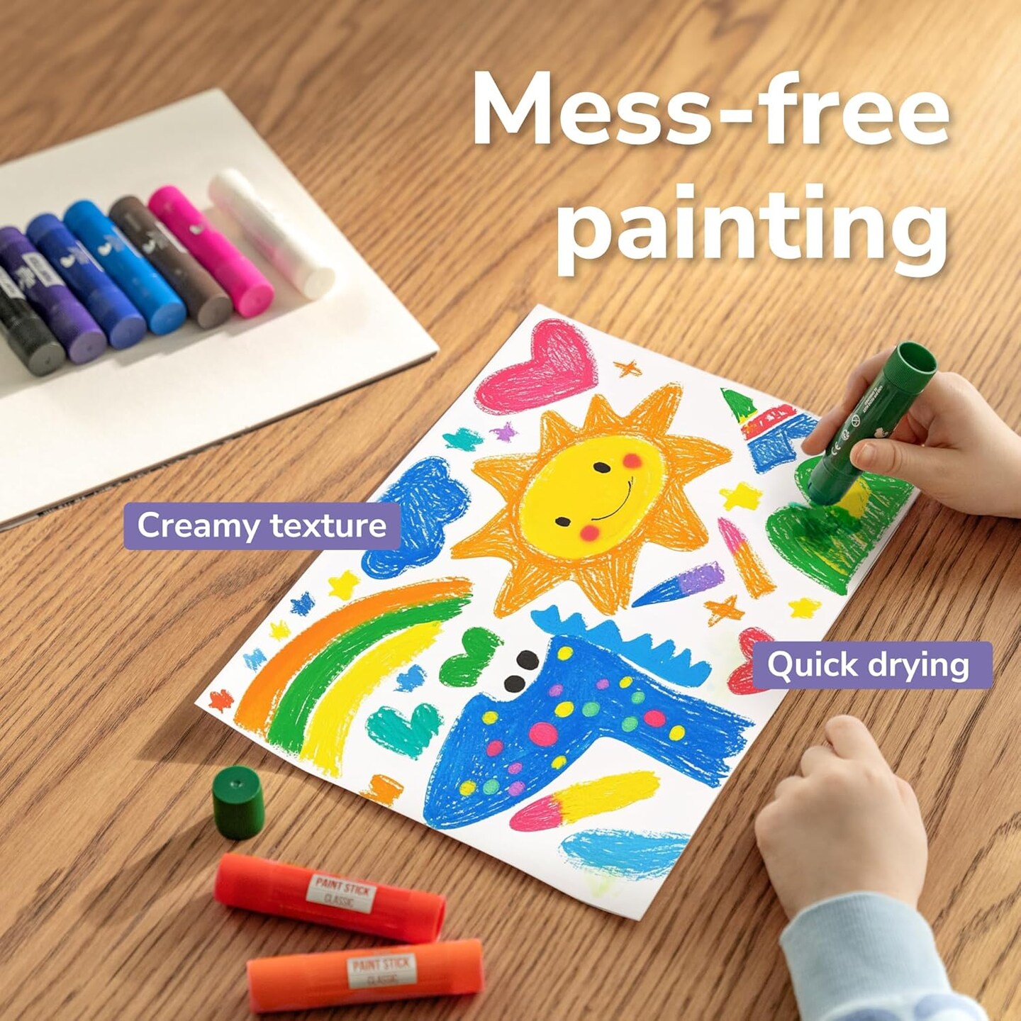 Tempera Paint Sticks - 12 Colors Kids Paints - Non-Toxic Washable Paint Sticks for Kids - Mess Free Quick Drying Art Supplies