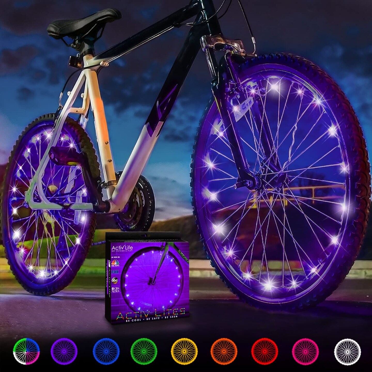 Activ Life Bike Lights for Wheels (2 Tire, Purple) Best Easter Basket Stuffers for Girls Kids Teen Gifts; Top Travel Essentials for Women &#x26; Fun Beach Vacation Must Haves for Her Cool Birthday Presents