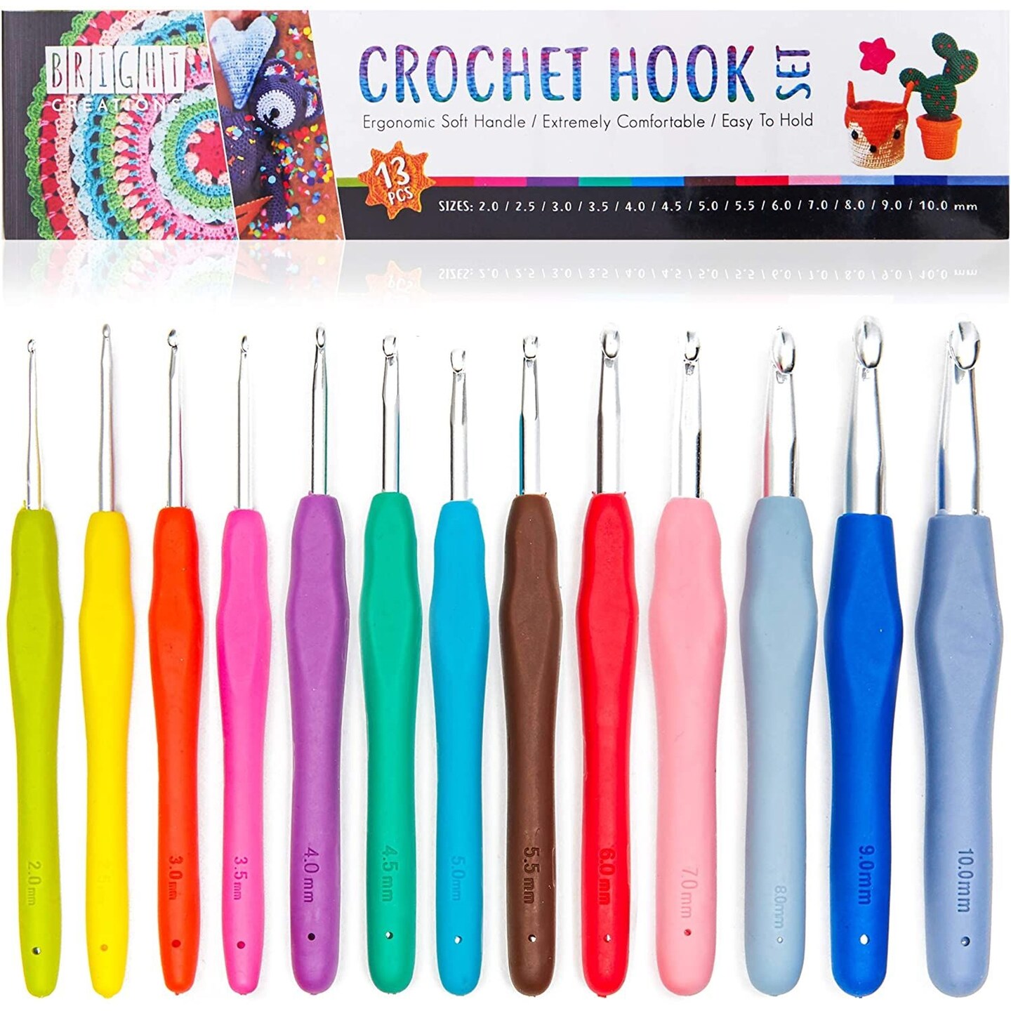 Ergonomic Crochet Hook Set (5.5 in, 13 Pack)