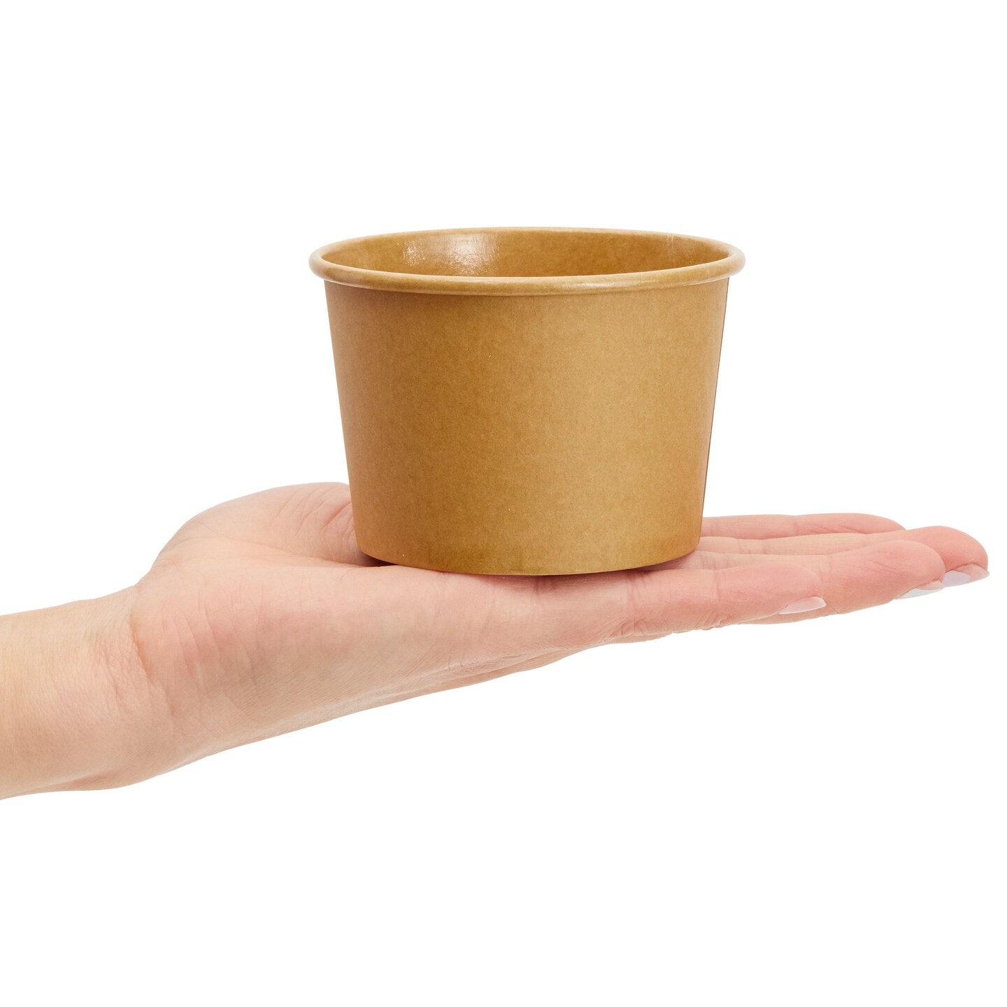 100 Pack Paper Ice Cream Cups, Disposable Dessert Bowls for Sundae Bar, Frozen Yogurt, Brown (8 oz)