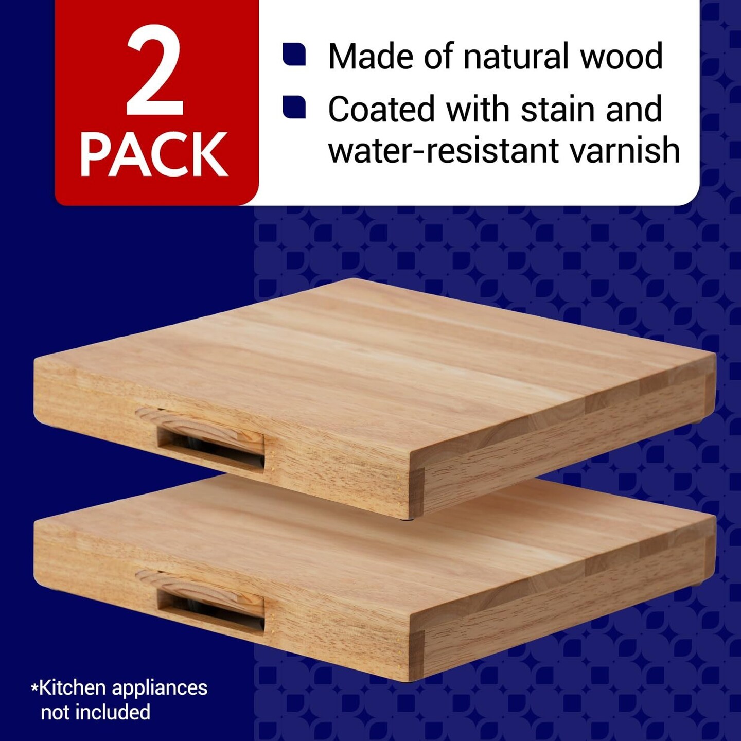 IMPRESA 2 Pack Countertop Appliance Slider -Wooden Sliding Tray for Coffee Maker &#x26; Heavy Appliances -Sliding Appliance Tray for Countertop -Large Rolling Appliance Tray -Counter Slider for Appliances