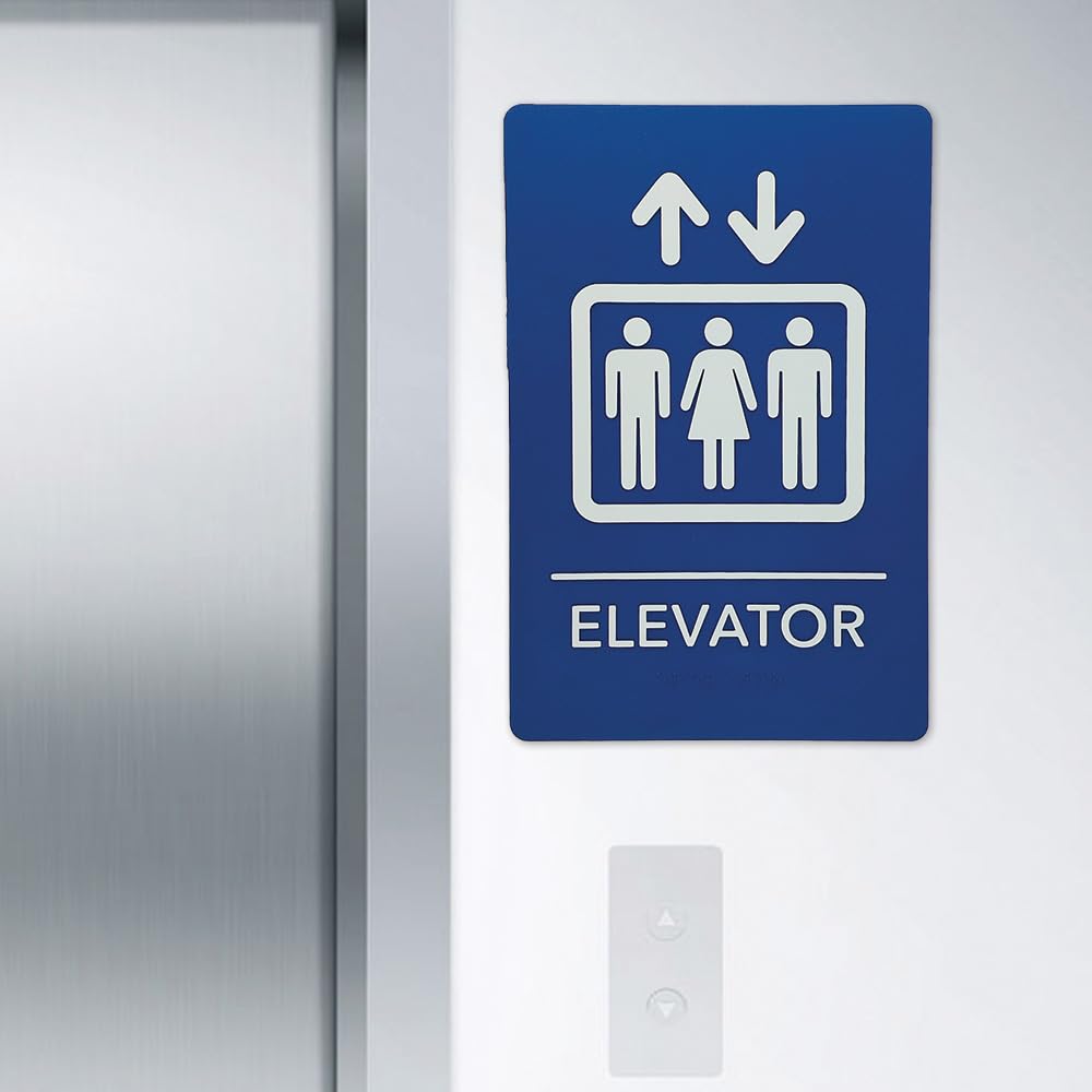 ADA-Compliant Wayfinding Signs – Durable, Non-Glare, Scratch-Resistant & Ready to Install. Featuring Grade 2 Braille & Raised Tactile Text, These Premade Signs Ensure Easy Compliance for Businesses 2 Pack