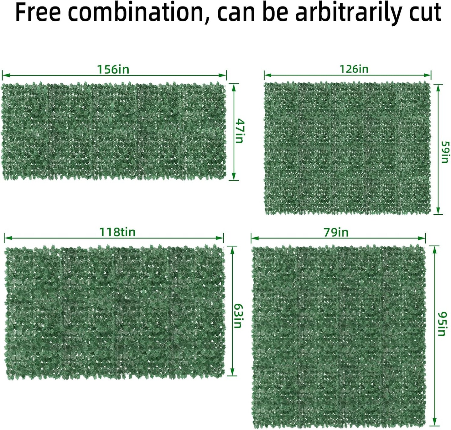 Artificial Ivy Privacy Fence Screen &#x2013; 52 Sq Ft UV-Resistant Customizable Greenery Panels, 40-Pack Realistic Hedge for Indoor/Outdoor Balcony, Garden, Fence (Green)