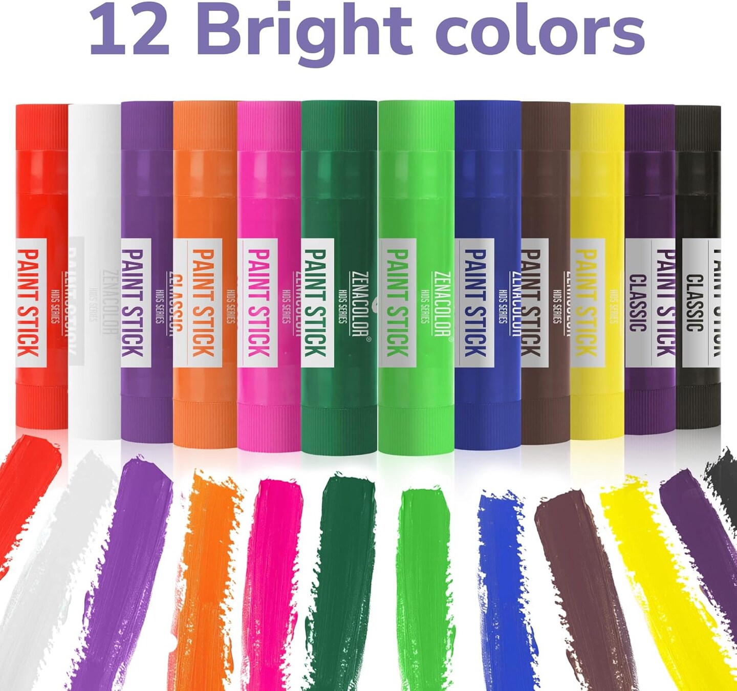 Tempera Paint Sticks - 12 Colors Kids Paints - Non-Toxic Washable Paint Sticks for Kids - Mess Free Quick Drying Art Supplies