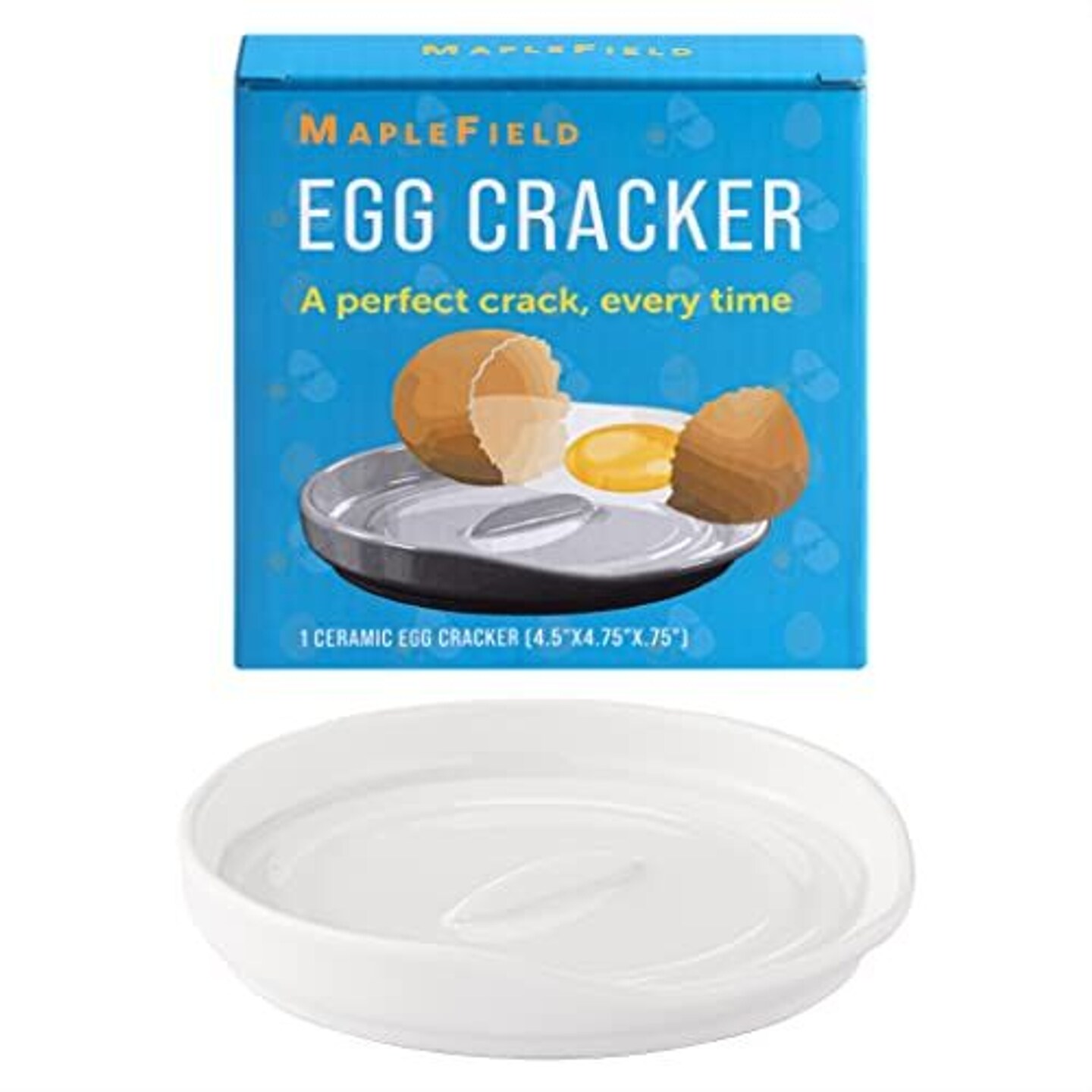[1 Pack] Dual Purpose Egg Cracker Tool &#x26; Spoon Rest for Kitchen Counter - Simple Use Egg Breaker Tool Contains the Mess - Ceramic &#x26; Stylish Spoon Holder for Kitchen Counter