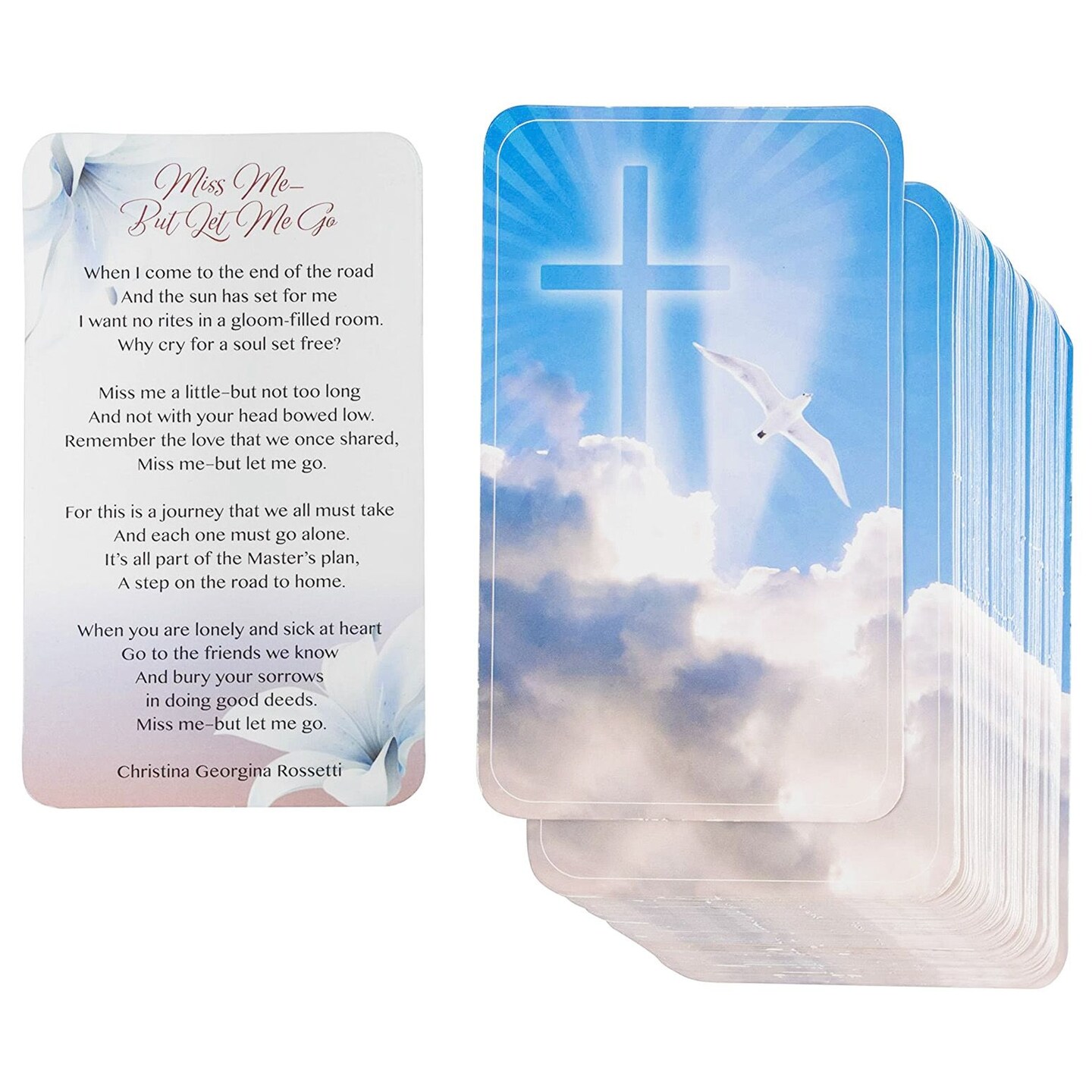100-Pack Funeral Prayer Cards, Celebration of Life Memorial Cards, Bereavement Poems for Encouragement, Comfort, Remembrance, Sympathy, Funeral Favors (2.5x4.2 In)
