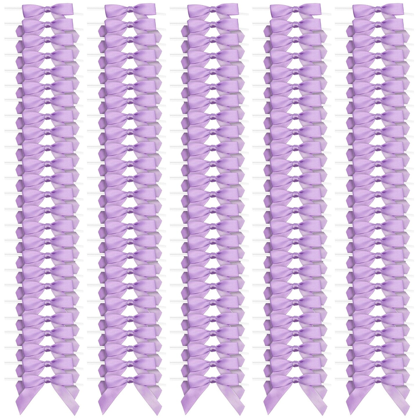 100 Pack Purple Twist Tie Bows for Treat Bags, 3&#x22; Small Satin Ribbons for Craft Decoration, Gift Wrap, Themed Party Favors, Baked Goods