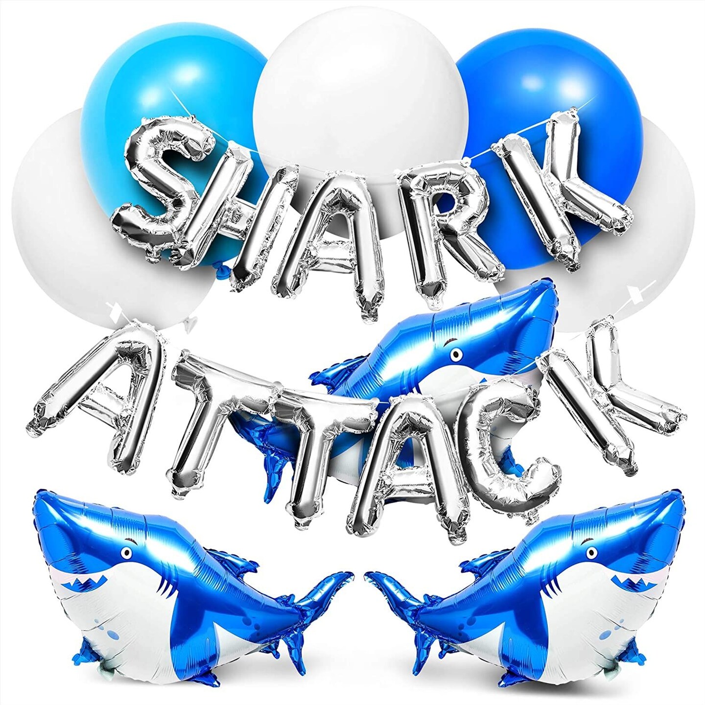 Shark Party Balloons, Foil Balloon Letters (50 Pack)
