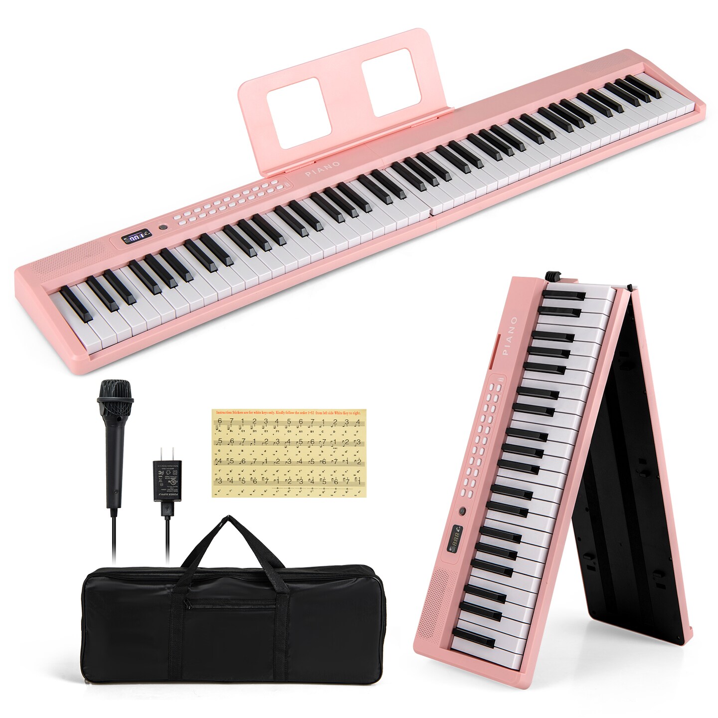 88 Key Foldable Electronic Keyboard Piano with Wireless MIDI Suitable for Kids, Teenagers and Adult