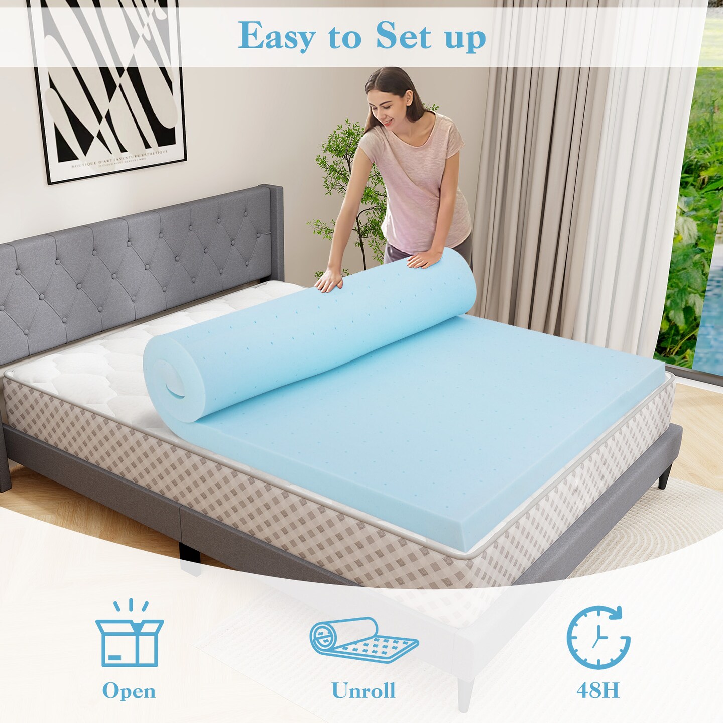 Gel Infused Memory Foam Mattress Topper Cooling Pressure Relief