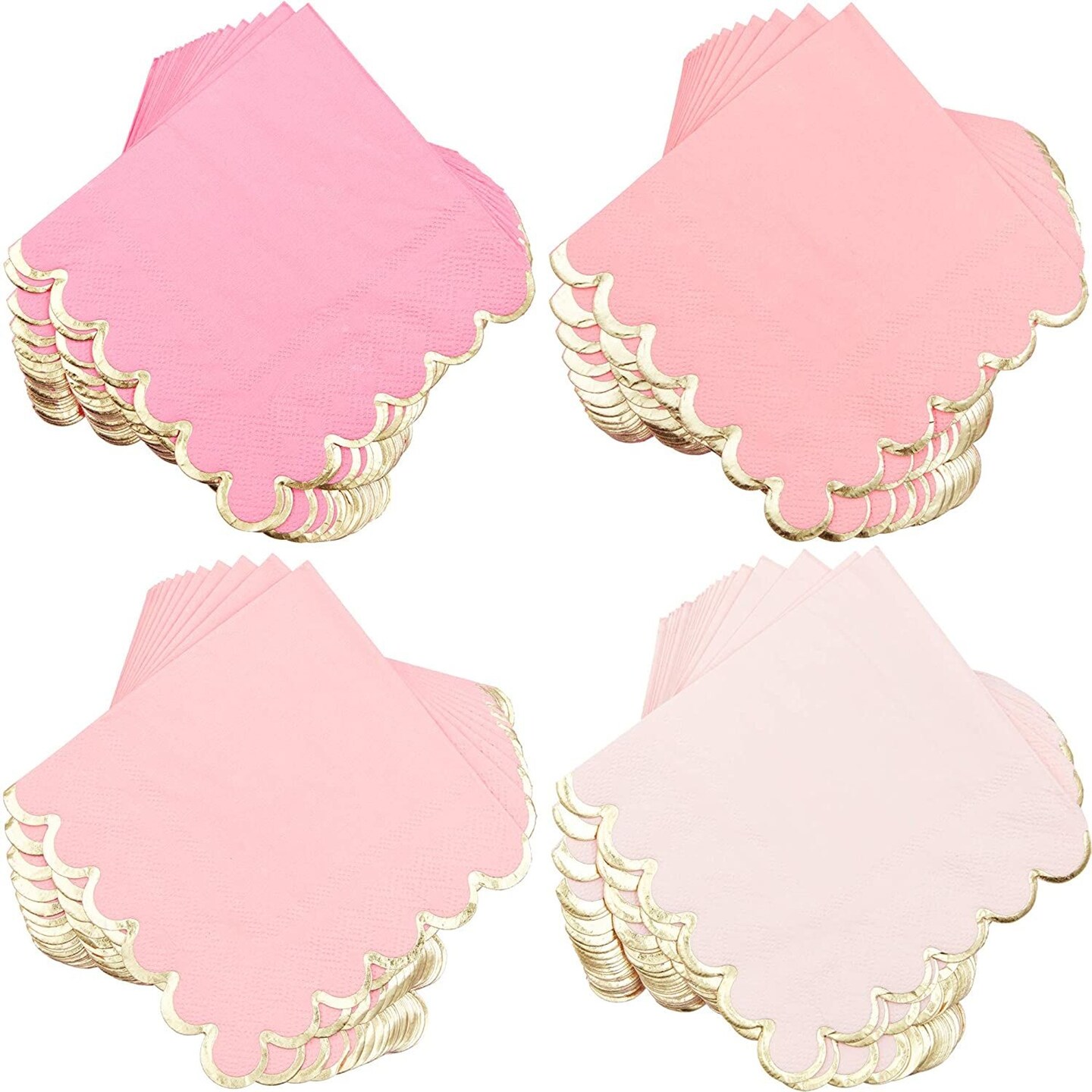 100 Pack Cocktail Napkins for Girl Baby Shower, Wedding, Birthday Party (5 x 5 in, Light Pink)