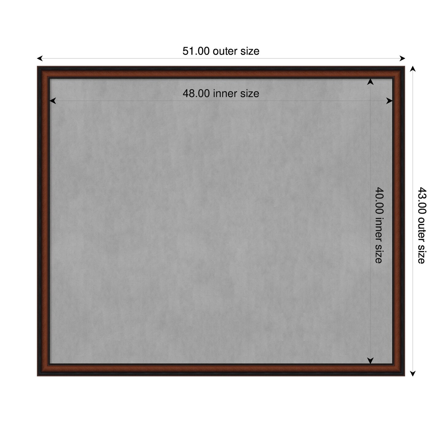 Cyprus Walnut Narrow Wood Framed Magnetic Board