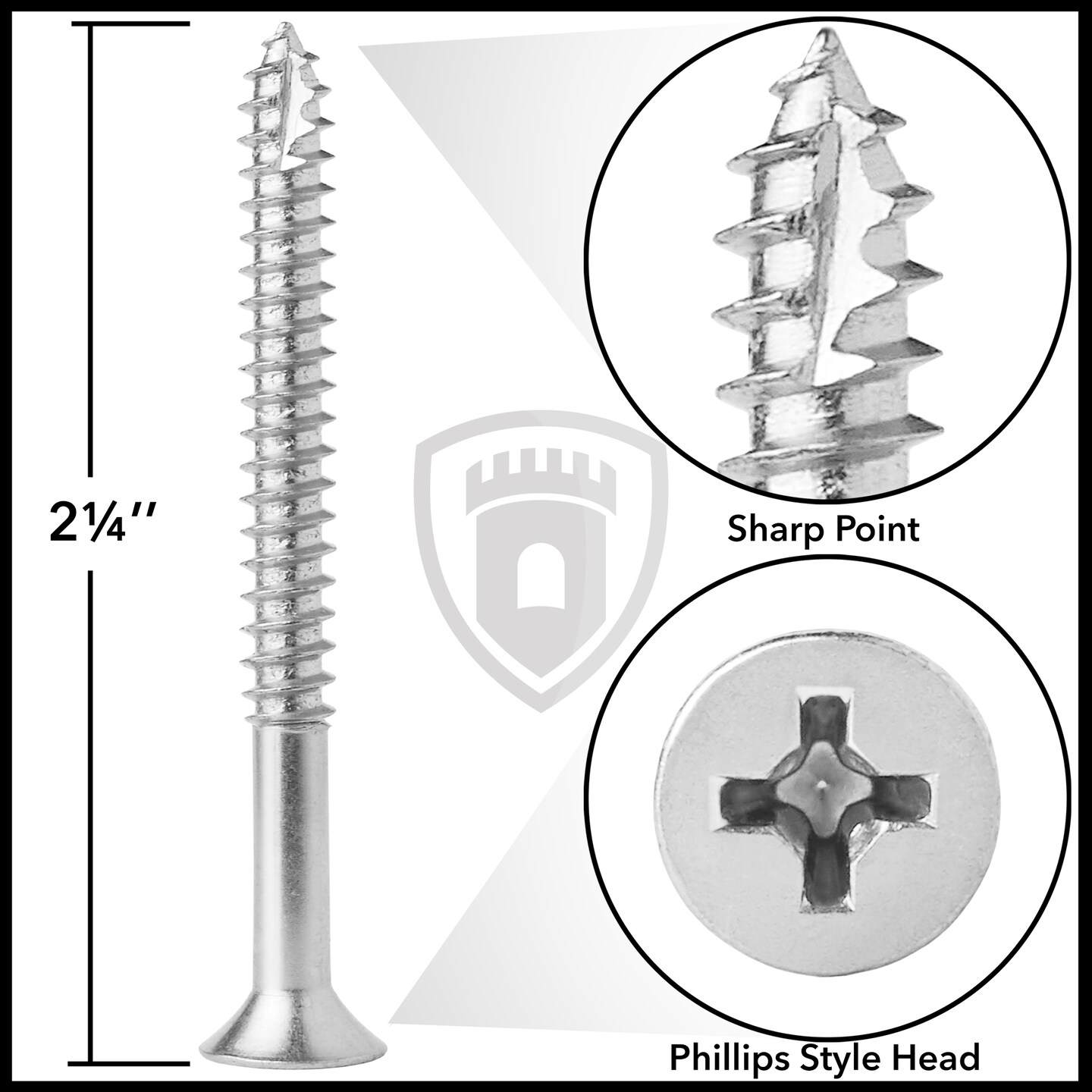 Cauldham
Wood Screws #9 x 2-1/4 Inch for Door Hinges - 25 pack