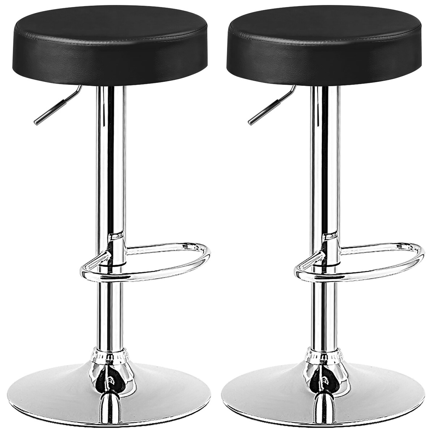 Costway Set of 2 Round Bar Stool Adjustable Swivel Pub Chair w/ Footrest White\Red\Black