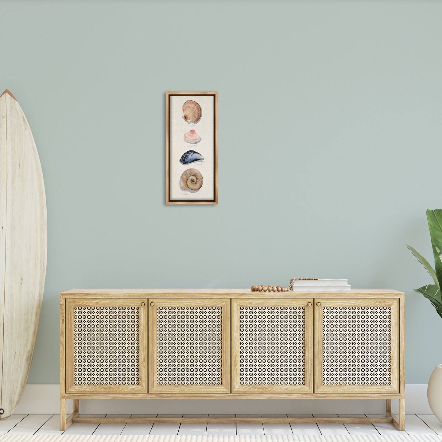 Stupell Industries Traditional Nautical Sea Shells Framed Floater Canvas Wall Art